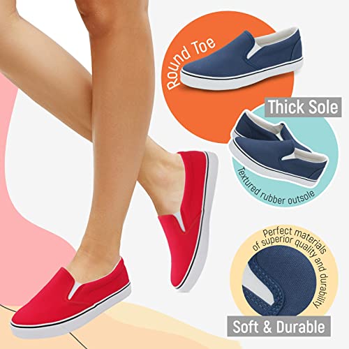 Low-Top Slip Ons Women's Fashion Sneakers Casual Canvas Sneakers for Women Comfortable Flats Breathable Padded Insole Slip on Sneakers Women Low Slip on Shoes