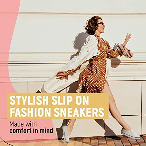 Low-Top Slip Ons Women's Fashion Sneakers Casual Canvas Sneakers for Women Comfortable Flats Breathable Padded Insole Slip on Sneakers Women Low Slip on Shoes