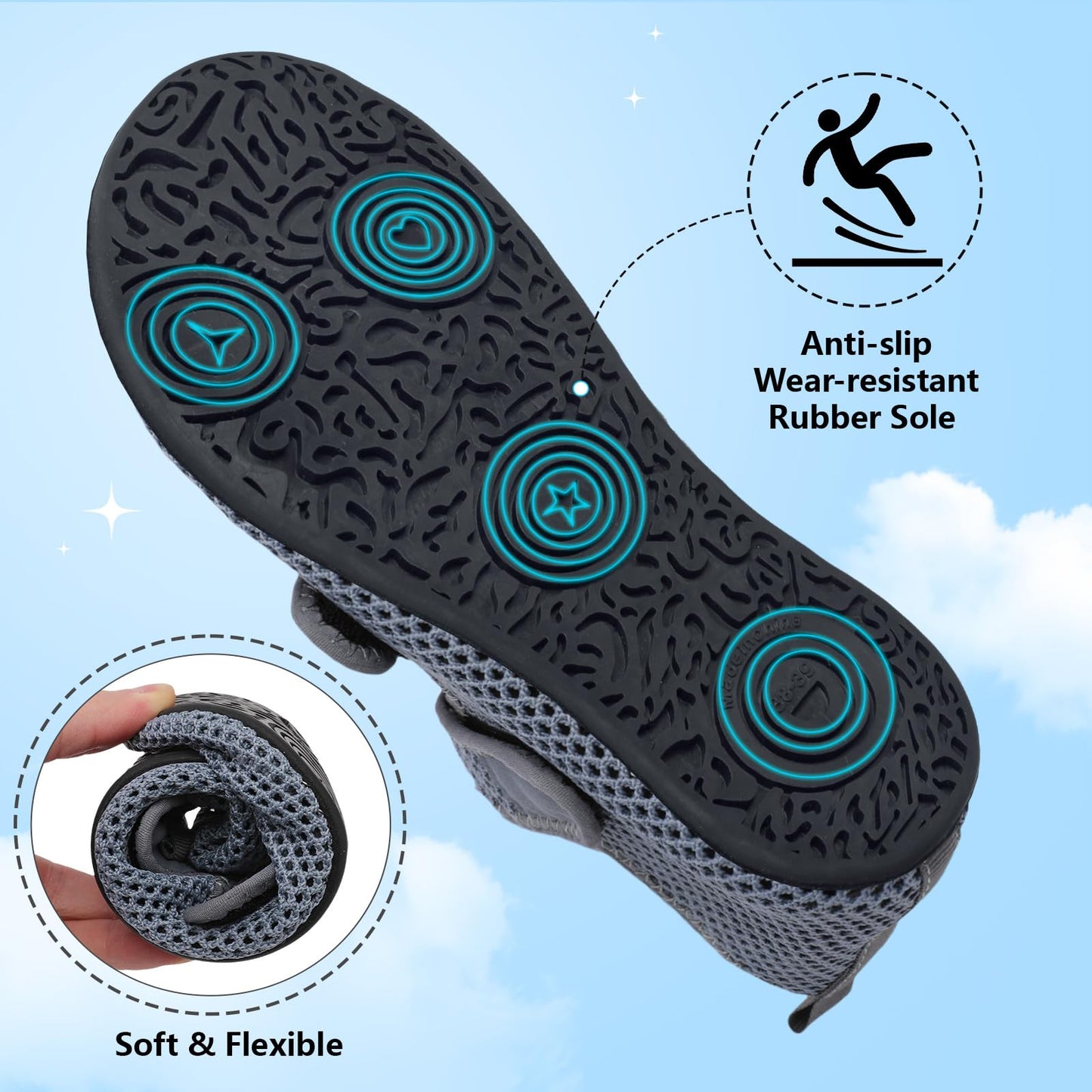 BARERUN Water Shoes Women Men Quick Dry Barefoot Beach Walking Kayaking Surfing Yoga Shoes Adjustable Wide Minimalist Sandals Slippers Indoor/Outdoor