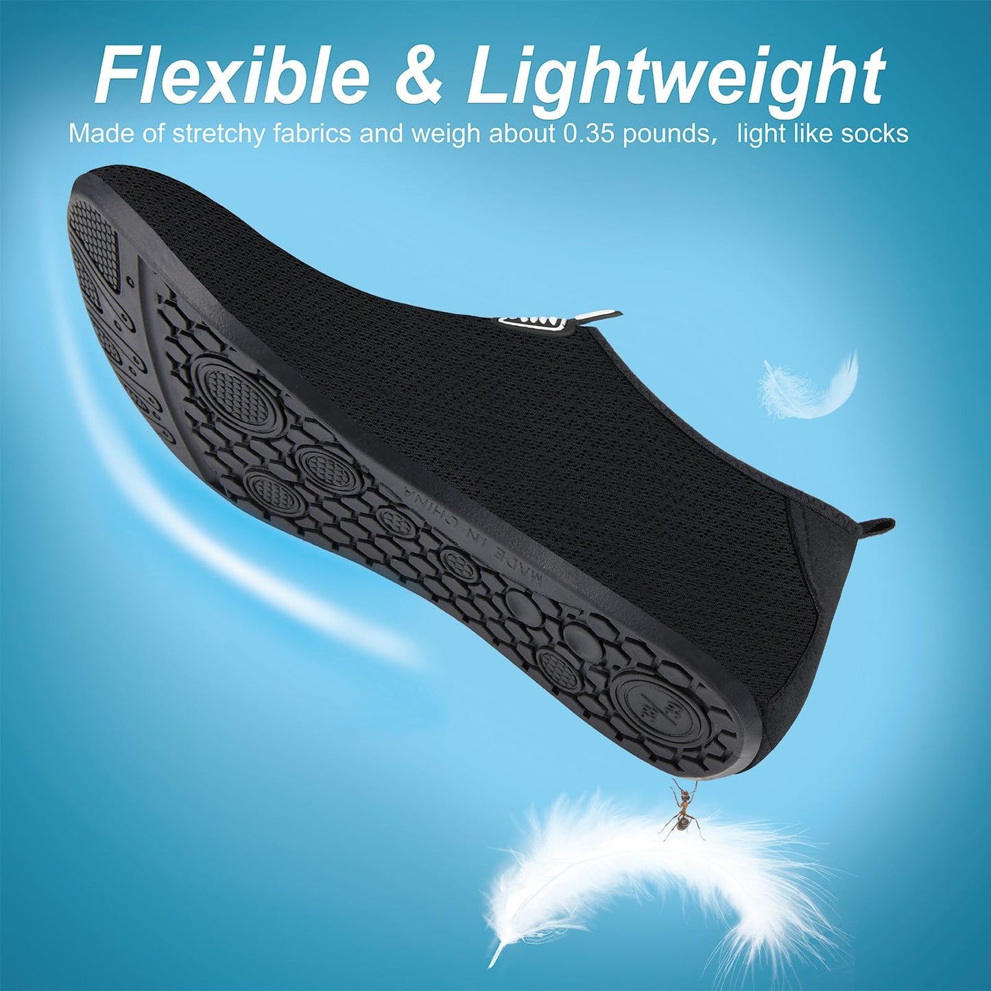 Metog Men Women Water Shoes Quick-Dry Aqua Socks Barefoot Slip-on for Beach Swim Sport Surf Yoga Exercise
