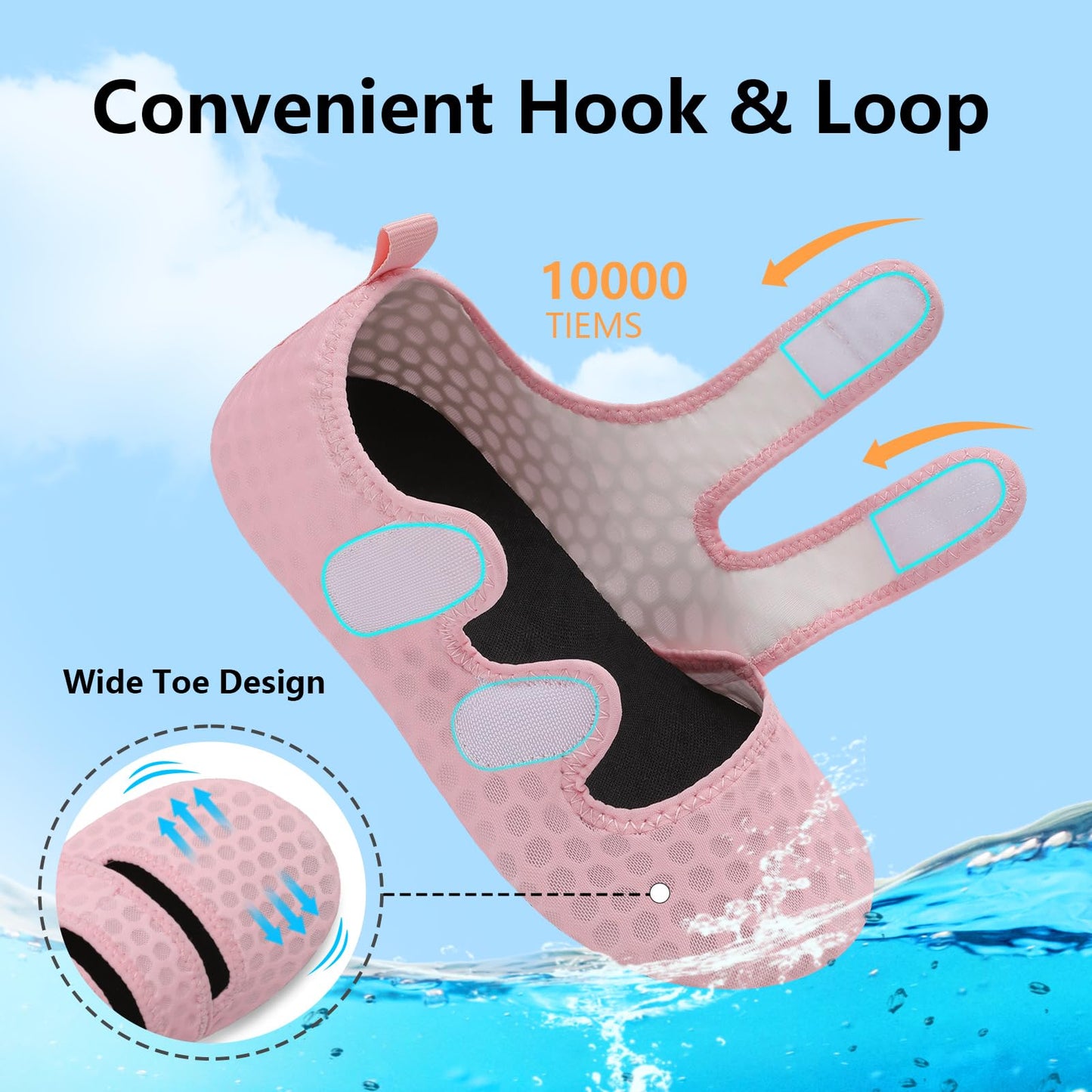 BARERUN Water Shoes Women Men Quick Dry Barefoot Beach Walking Kayaking Surfing Yoga Shoes Adjustable Wide Minimalist Sandals Slippers Indoor/Outdoor