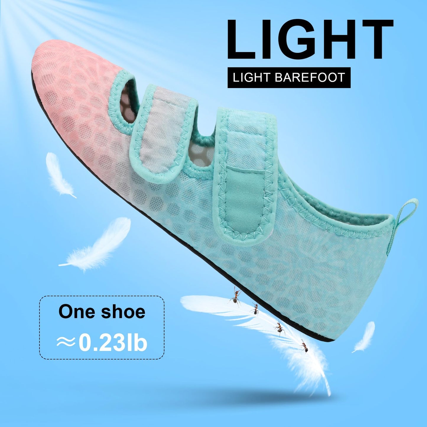 BARERUN Water Shoes Women Men Quick Dry Barefoot Beach Walking Kayaking Surfing Yoga Shoes Adjustable Wide Minimalist Sandals Slippers Indoor/Outdoor