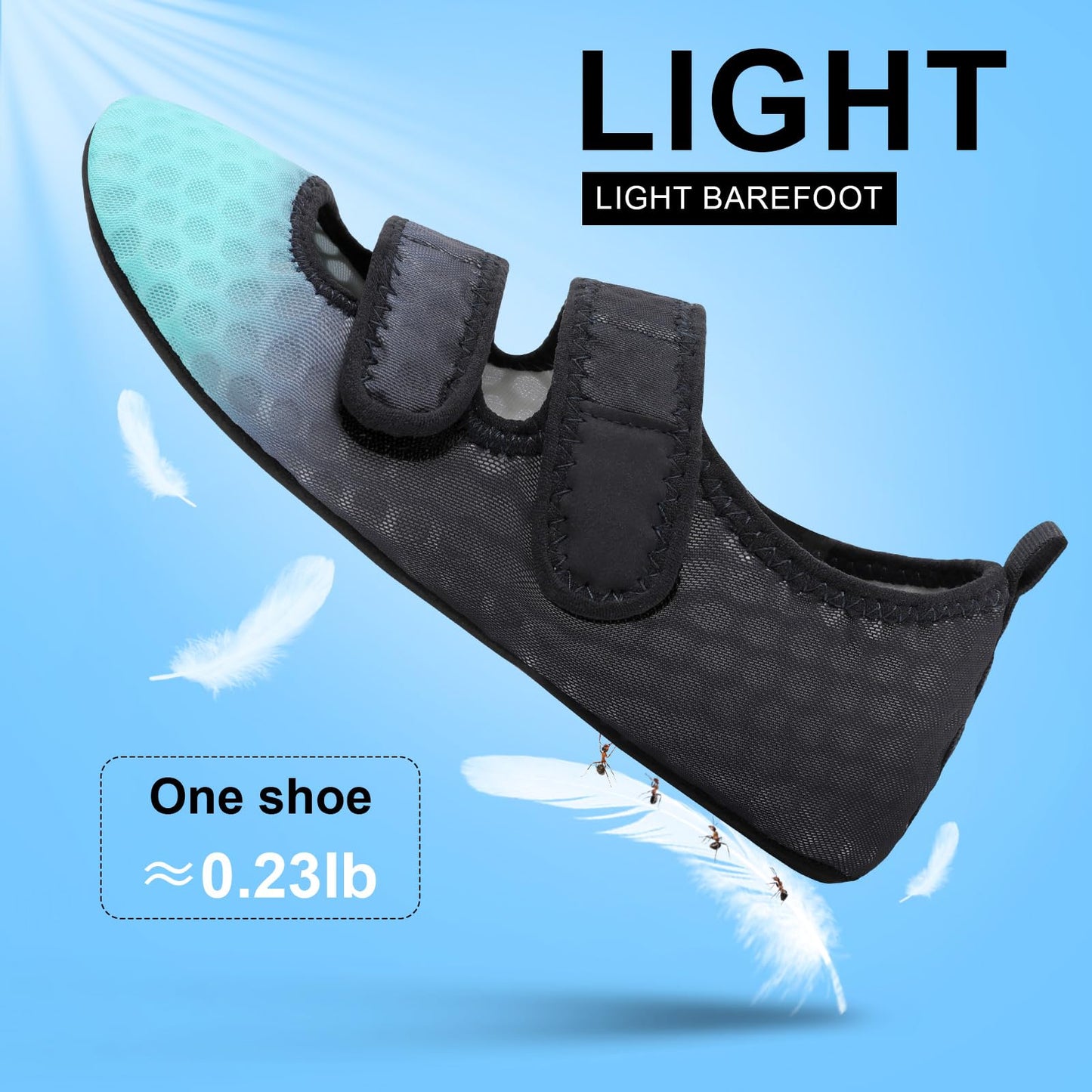 BARERUN Water Shoes Women Men Quick Dry Barefoot Beach Walking Kayaking Surfing Yoga Shoes Adjustable Wide Minimalist Sandals Slippers Indoor/Outdoor