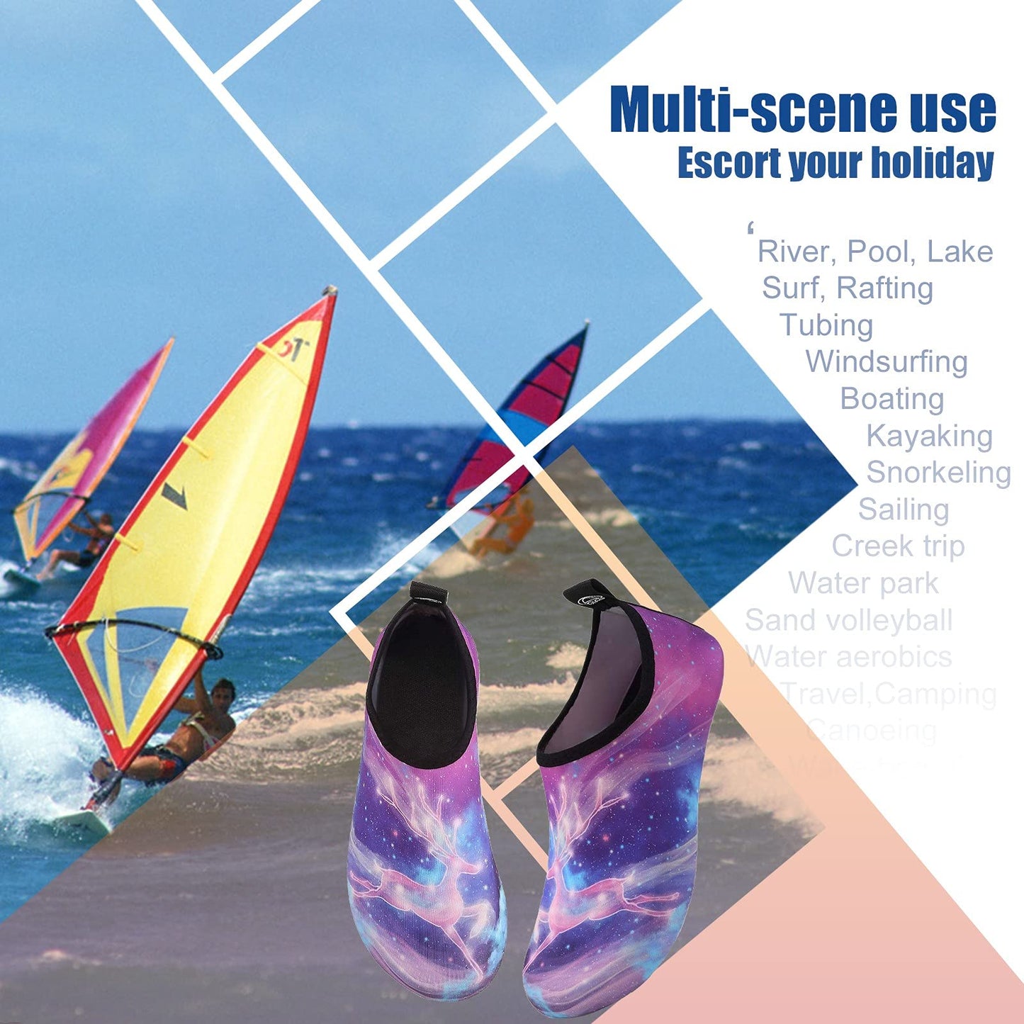 Metog Men Women Water Shoes Quick-Dry Aqua Socks Barefoot Slip-on for Beach Swim Sport Surf Yoga Exercise