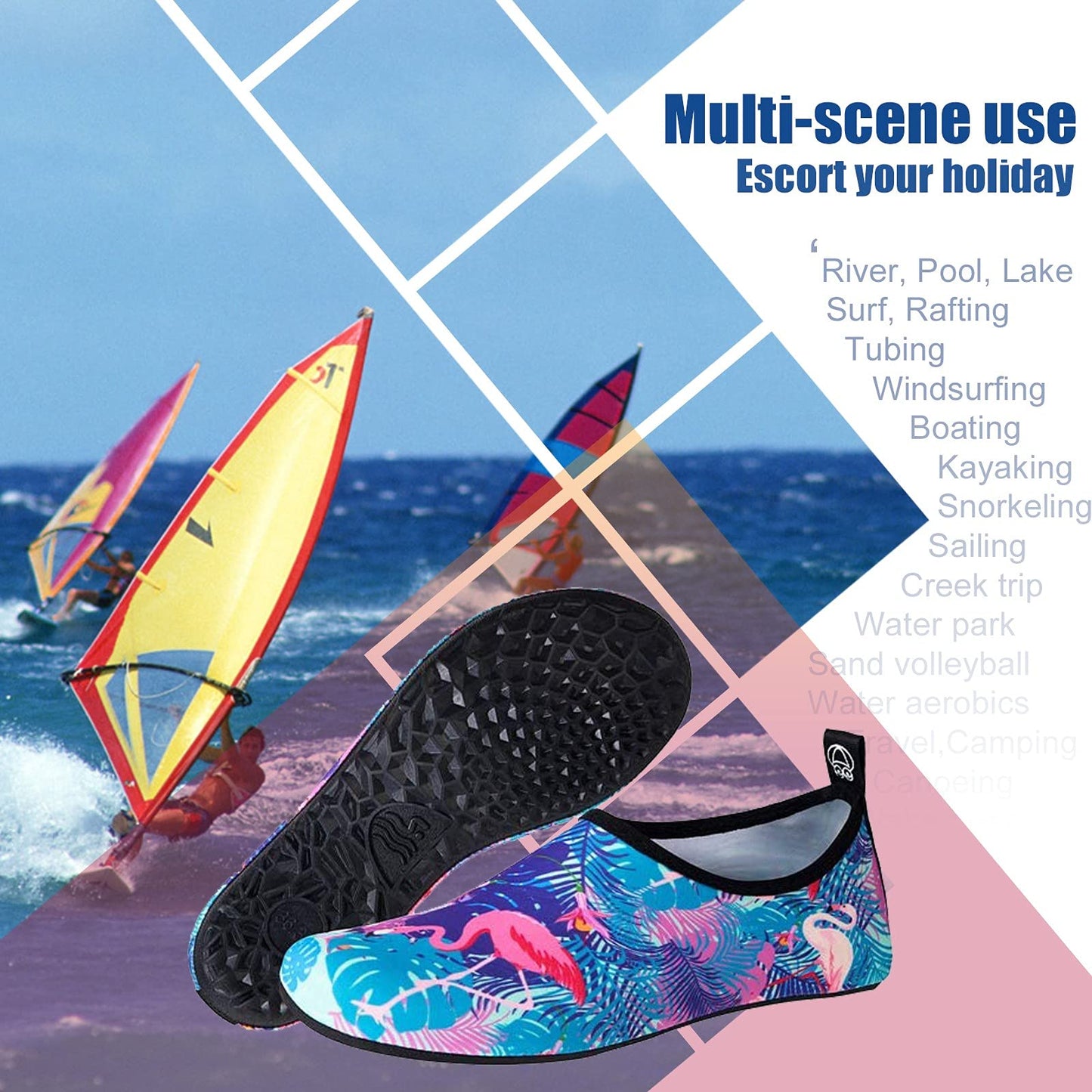 Metog Men Women Water Shoes Quick-Dry Aqua Socks Barefoot Slip-on for Beach Swim Sport Surf Yoga Exercise
