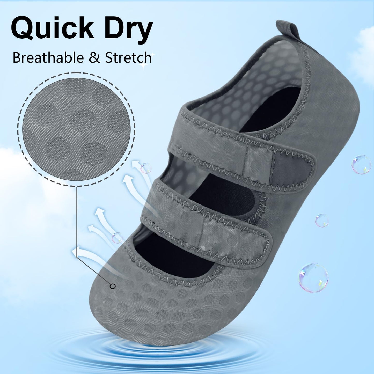 BARERUN Water Shoes Women Men Quick Dry Barefoot Beach Walking Kayaking Surfing Yoga Shoes Adjustable Wide Minimalist Sandals Slippers Indoor/Outdoor