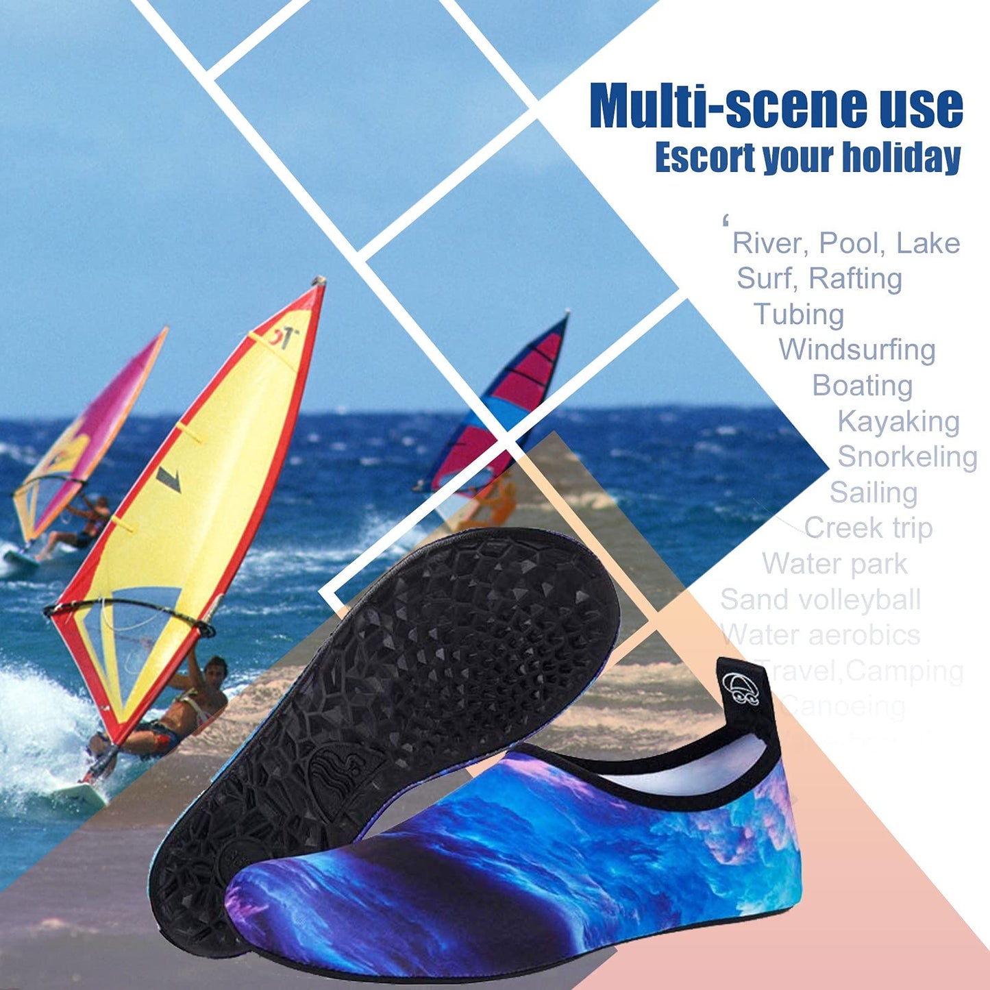 Metog Men Women Water Shoes Quick-Dry Aqua Socks Barefoot Slip-on for Beach Swim Sport Surf Yoga Exercise
