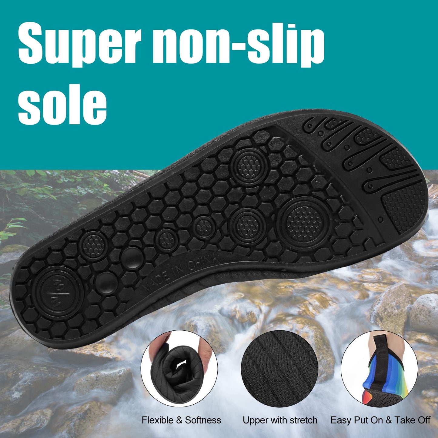 Metog Men Women Water Shoes Quick-Dry Aqua Socks Barefoot Slip-on for Beach Swim Sport Surf Yoga Exercise