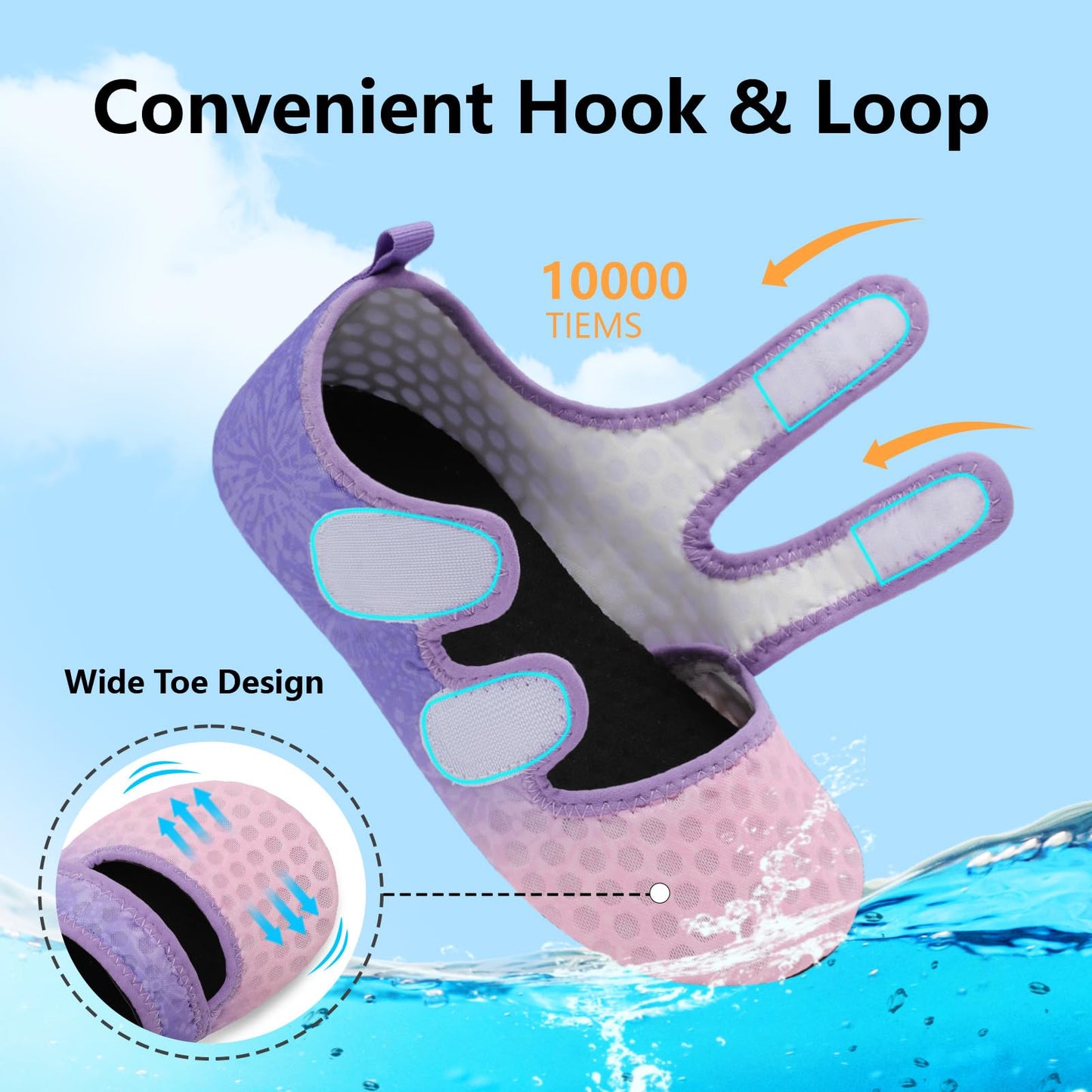 BARERUN Water Shoes Women Men Quick Dry Barefoot Beach Walking Kayaking Surfing Yoga Shoes Adjustable Wide Minimalist Sandals Slippers Indoor/Outdoor