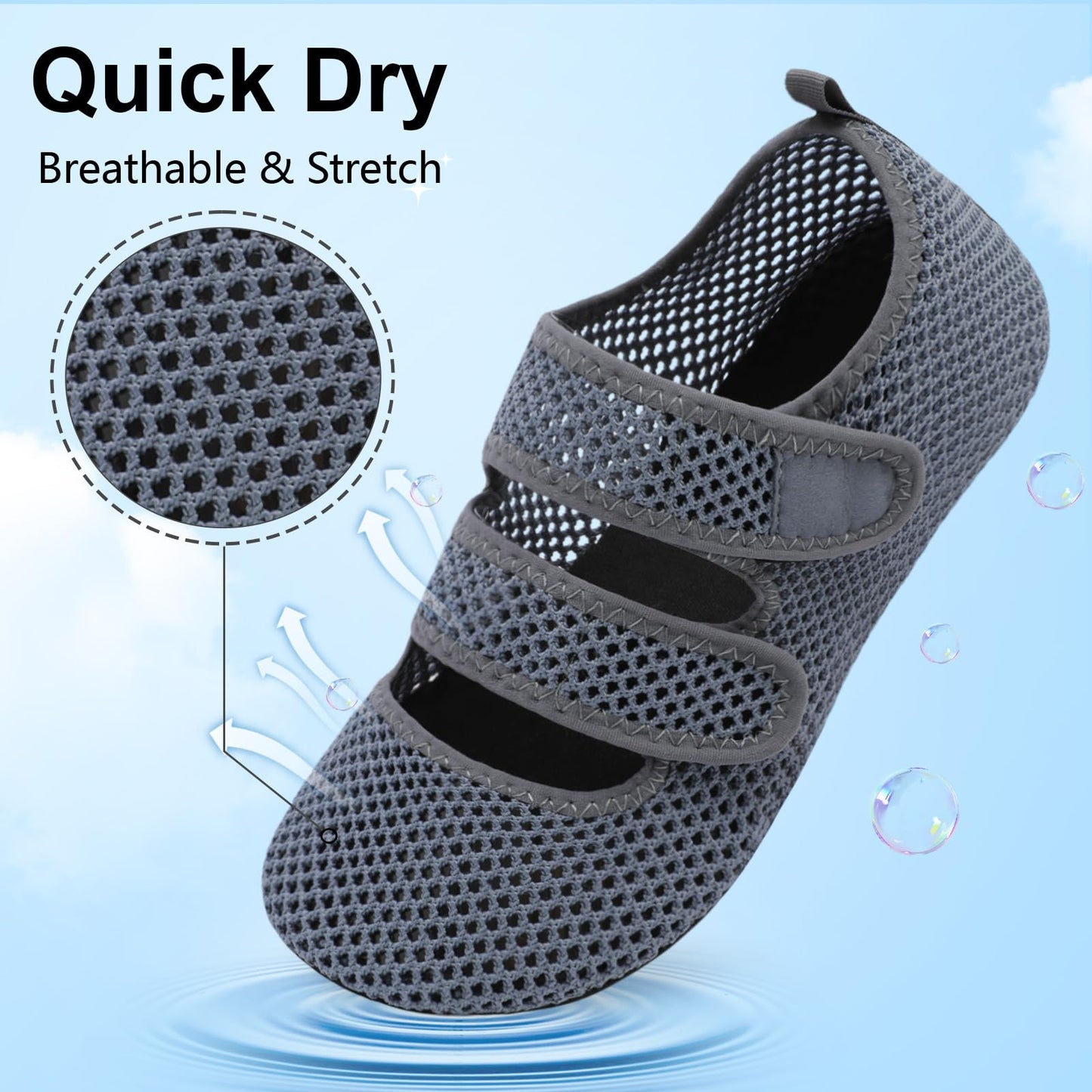 BARERUN Water Shoes Women Men Quick Dry Barefoot Beach Walking Kayaking Surfing Yoga Shoes Adjustable Wide Minimalist Sandals Slippers Indoor/Outdoor