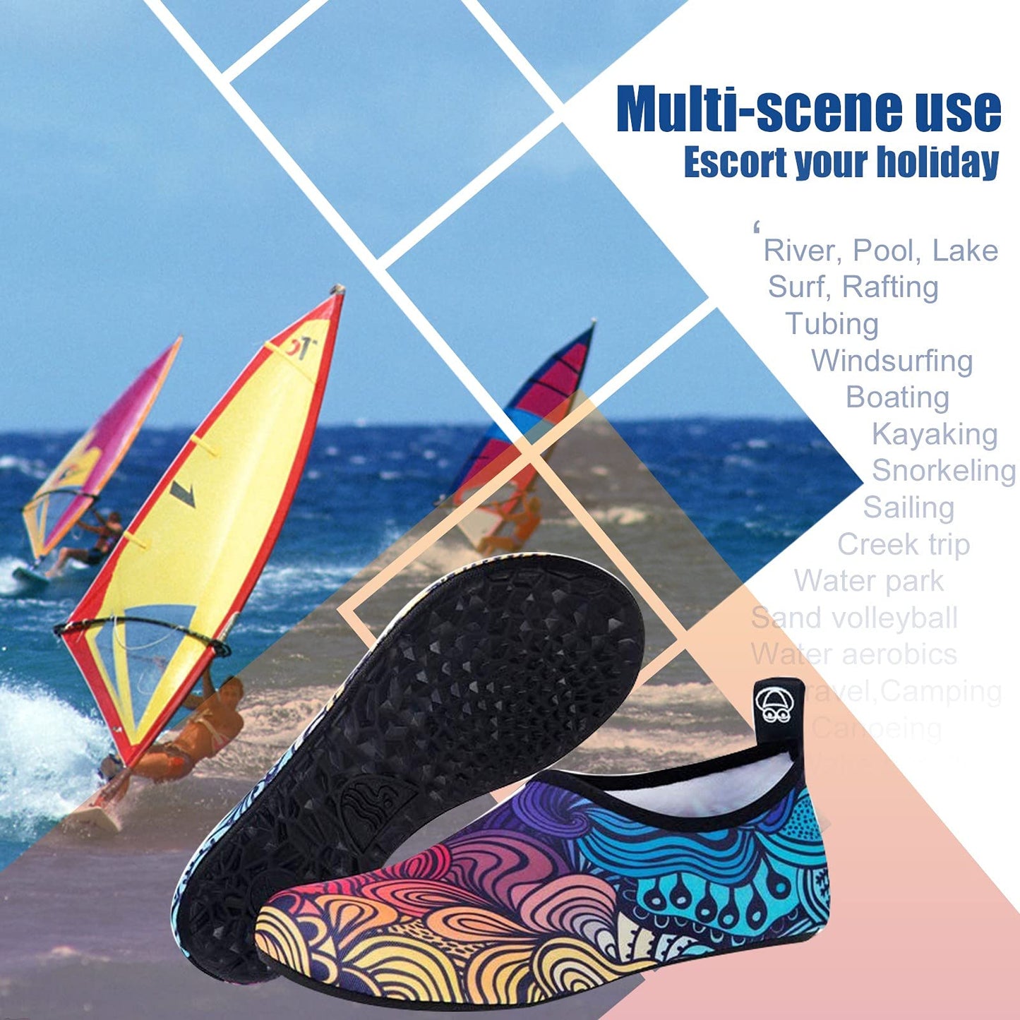 Metog Men Women Water Shoes Quick-Dry Aqua Socks Barefoot Slip-on for Beach Swim Sport Surf Yoga Exercise
