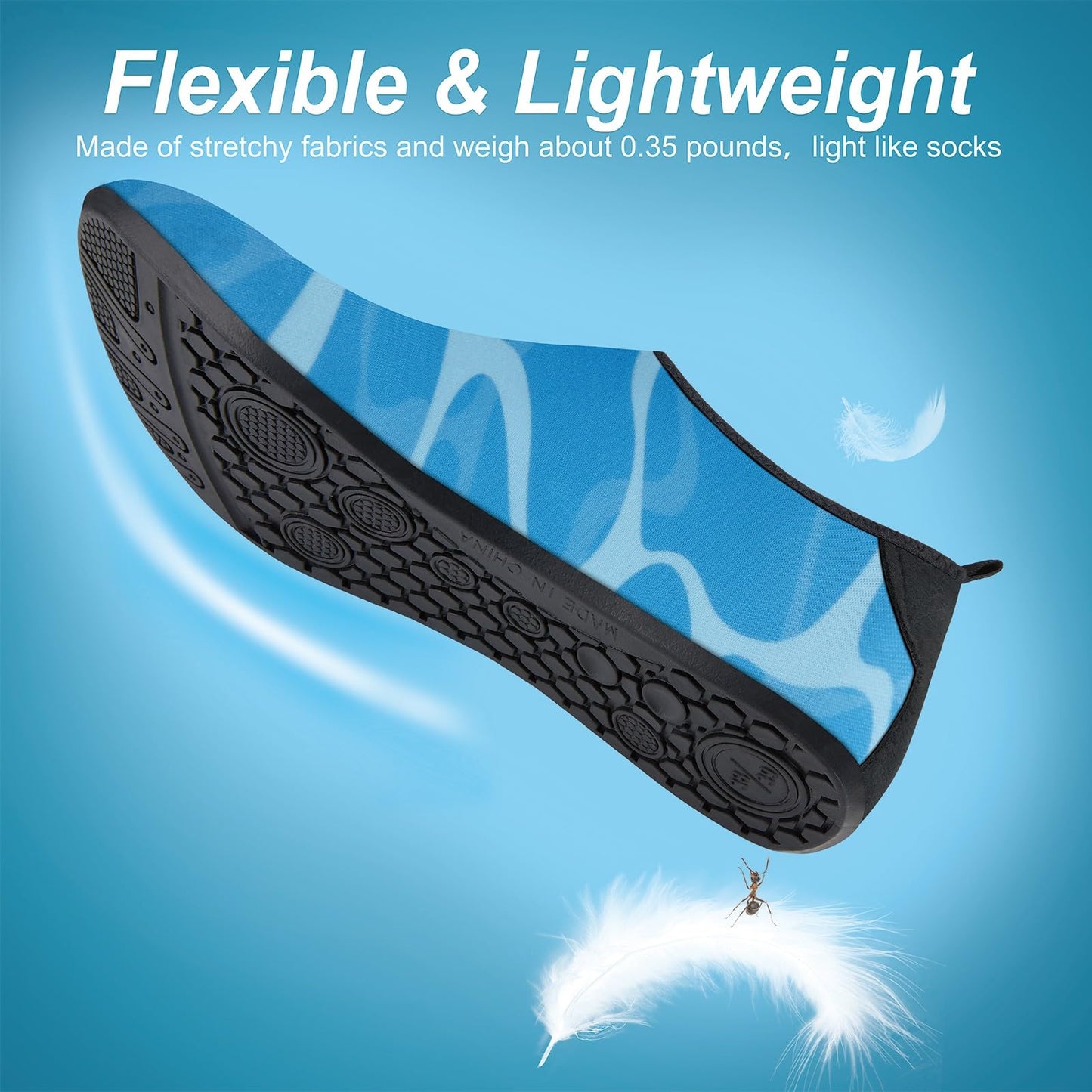Metog Men Women Water Shoes Quick-Dry Aqua Socks Barefoot Slip-on for Beach Swim Sport Surf Yoga Exercise