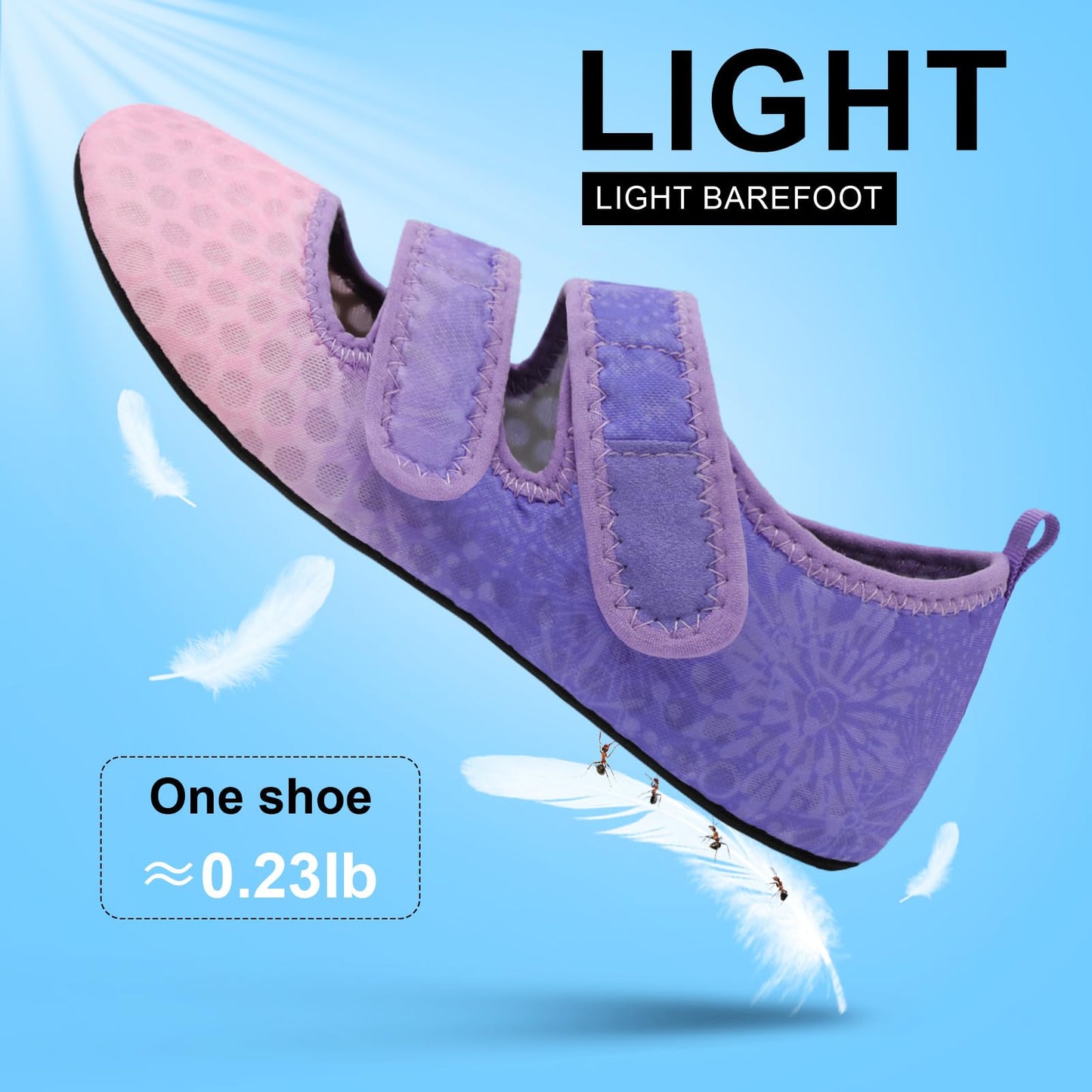 BARERUN Water Shoes Women Men Quick Dry Barefoot Beach Walking Kayaking Surfing Yoga Shoes Adjustable Wide Minimalist Sandals Slippers Indoor/Outdoor