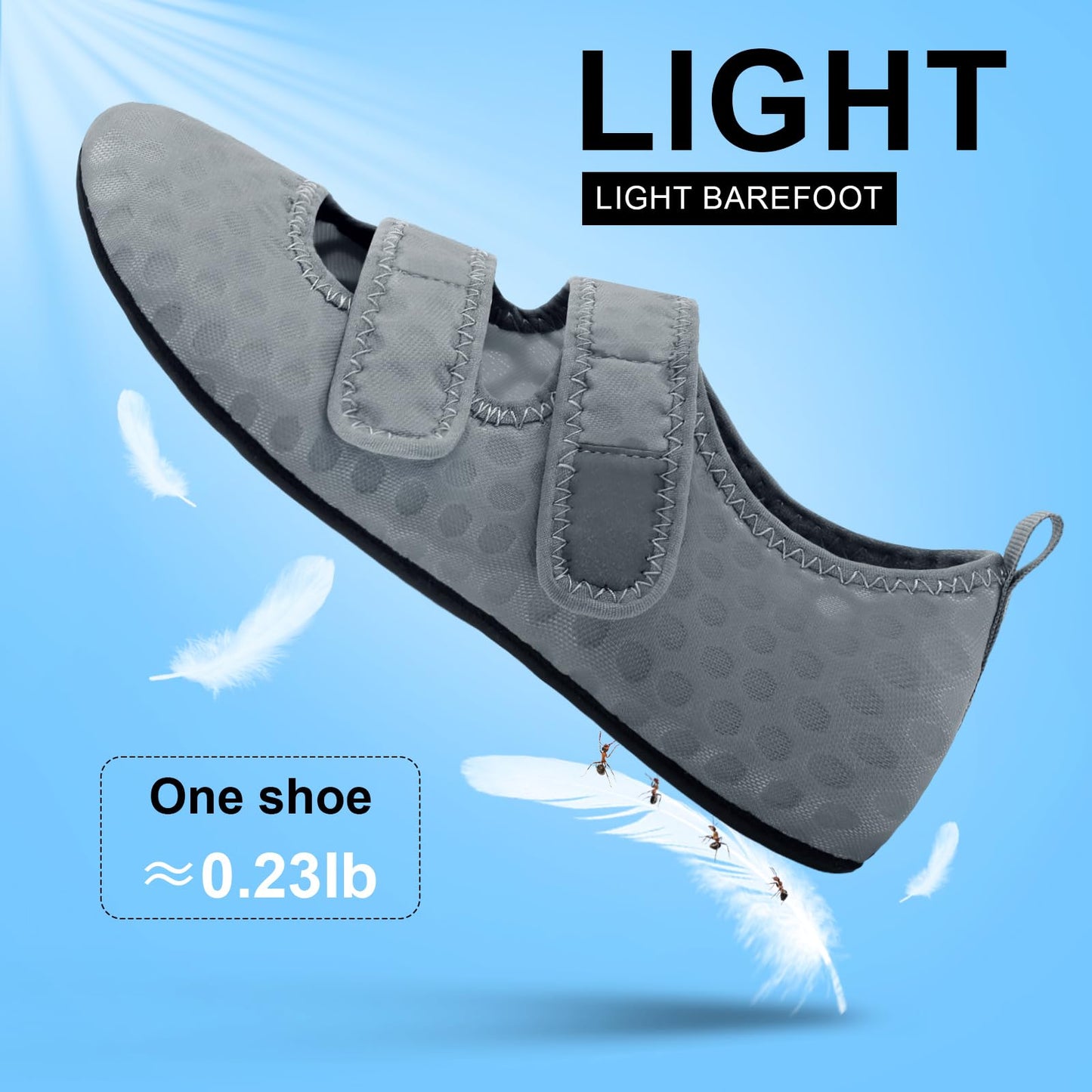 BARERUN Water Shoes Women Men Quick Dry Barefoot Beach Walking Kayaking Surfing Yoga Shoes Adjustable Wide Minimalist Sandals Slippers Indoor/Outdoor