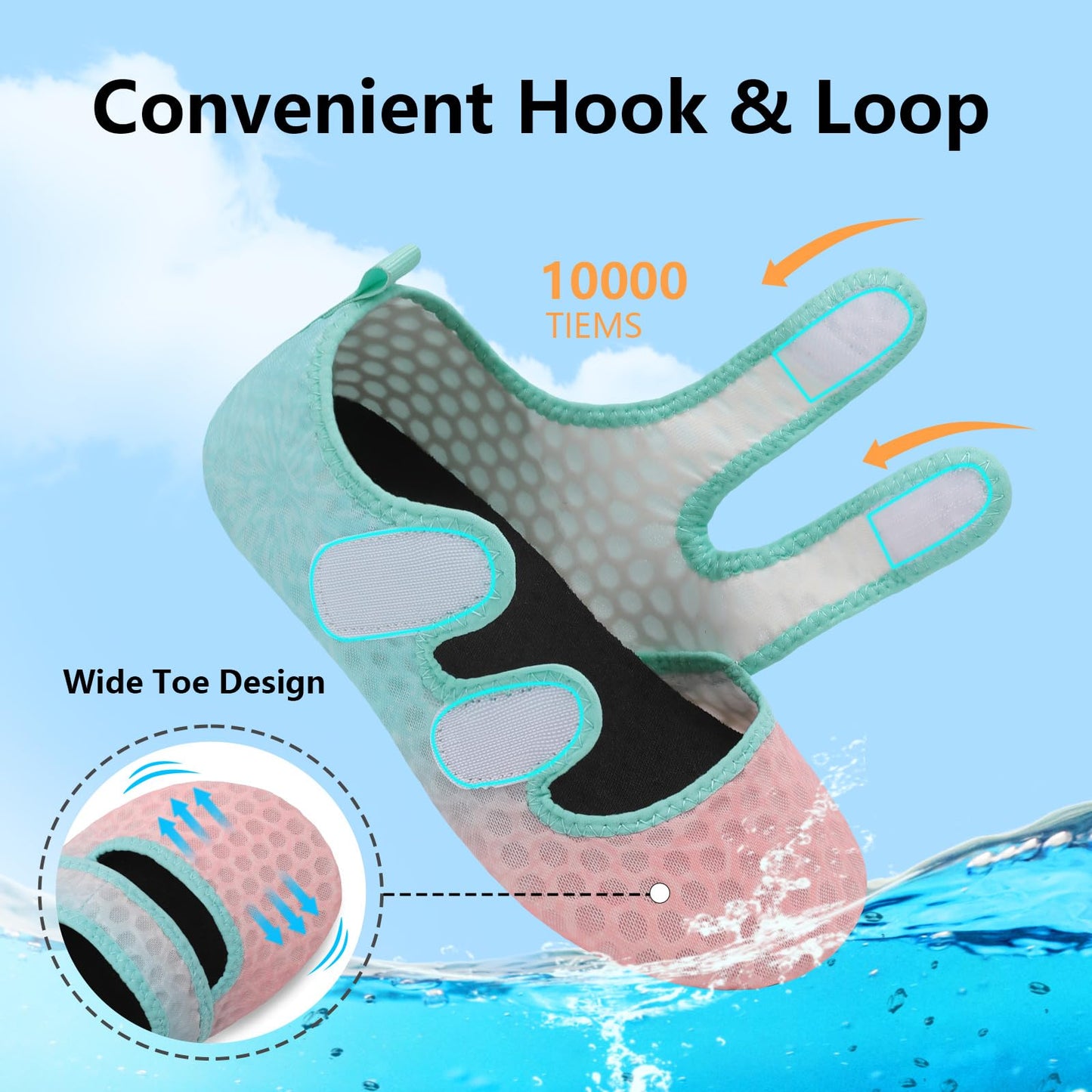 BARERUN Water Shoes Women Men Quick Dry Barefoot Beach Walking Kayaking Surfing Yoga Shoes Adjustable Wide Minimalist Sandals Slippers Indoor/Outdoor