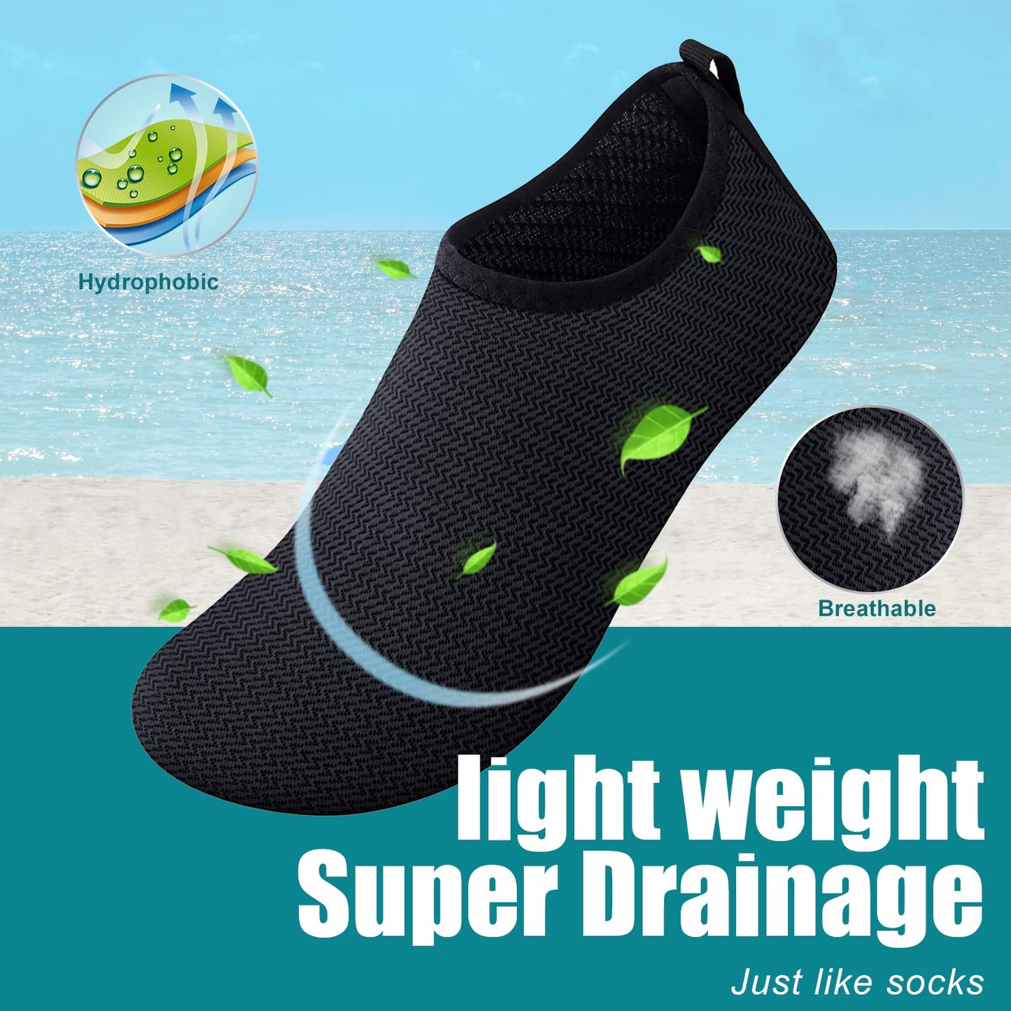Metog Men Women Water Shoes Quick-Dry Aqua Socks Barefoot Slip-on for Beach Swim Sport Surf Yoga Exercise