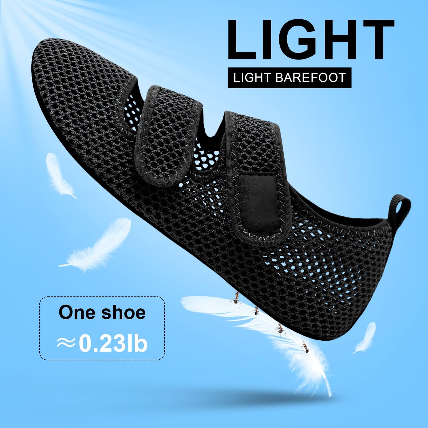 BARERUN Water Shoes Women Men Quick Dry Barefoot Beach Walking Kayaking Surfing Yoga Shoes Adjustable Wide Minimalist Sandals Slippers Indoor/Outdoor