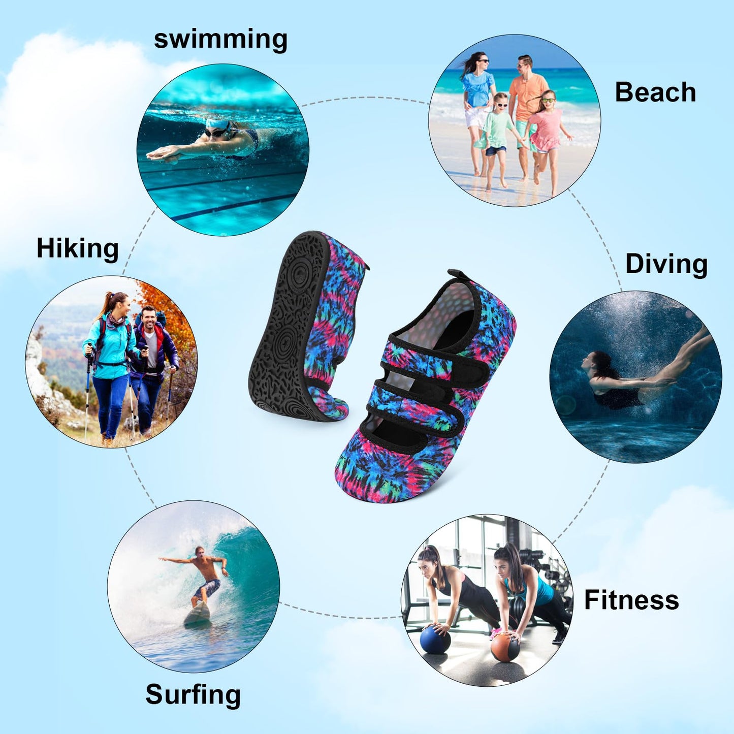 BARERUN Water Shoes Women Men Quick Dry Barefoot Beach Walking Kayaking Surfing Yoga Shoes Adjustable Wide Minimalist Sandals Slippers Indoor/Outdoor