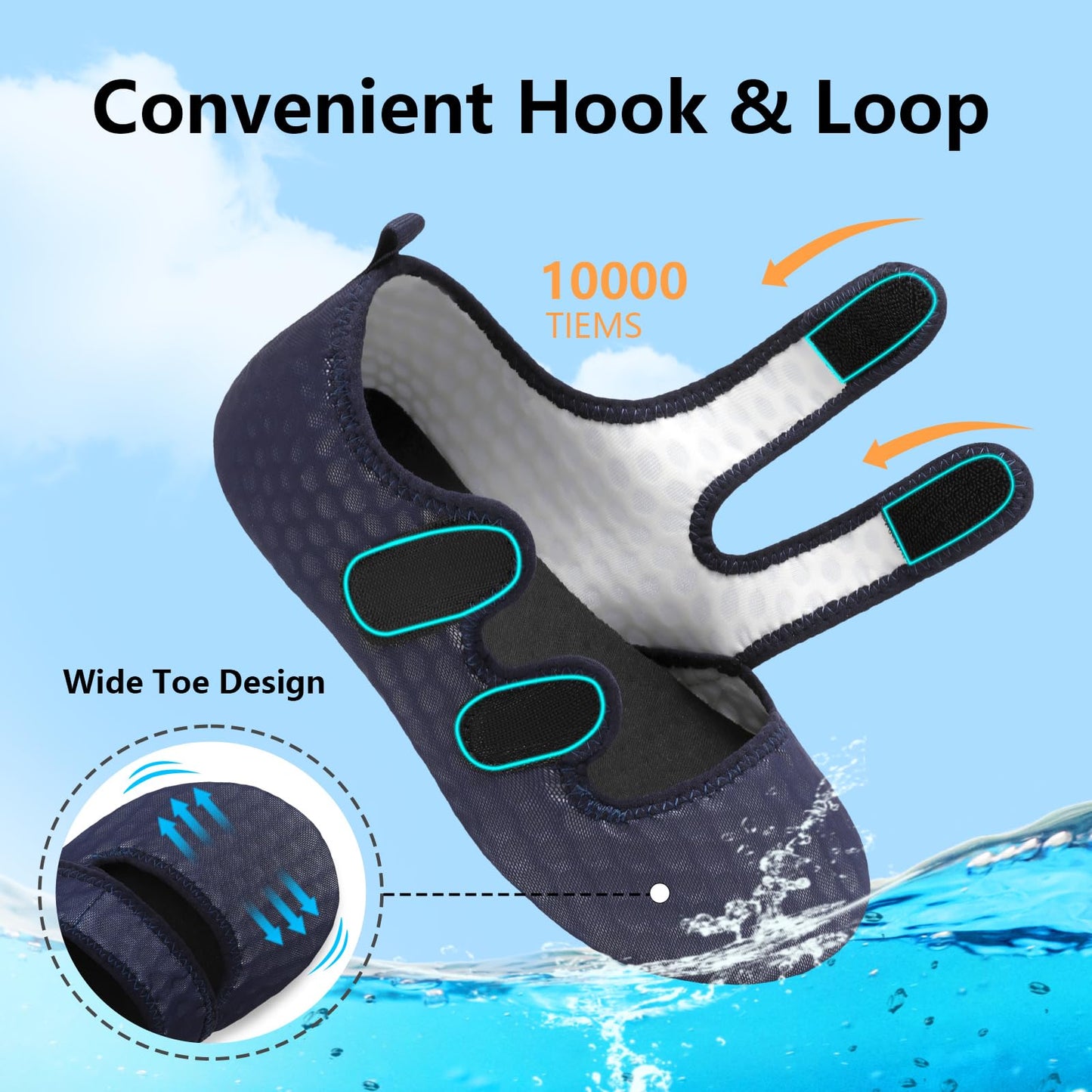 BARERUN Water Shoes Women Men Quick Dry Barefoot Beach Walking Kayaking Surfing Yoga Shoes Adjustable Wide Minimalist Sandals Slippers Indoor/Outdoor