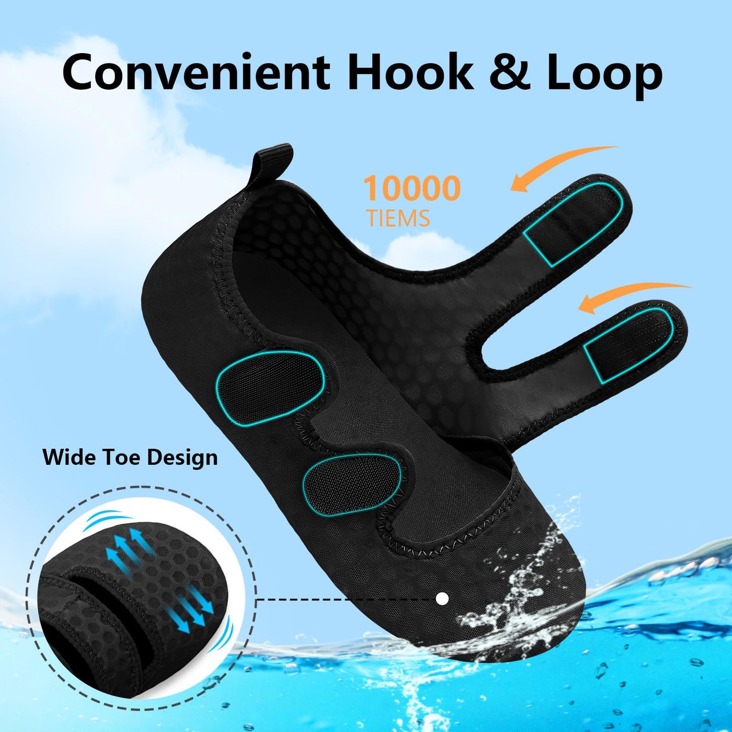 BARERUN Water Shoes Women Men Quick Dry Barefoot Beach Walking Kayaking Surfing Yoga Shoes Adjustable Wide Minimalist Sandals Slippers Indoor/Outdoor