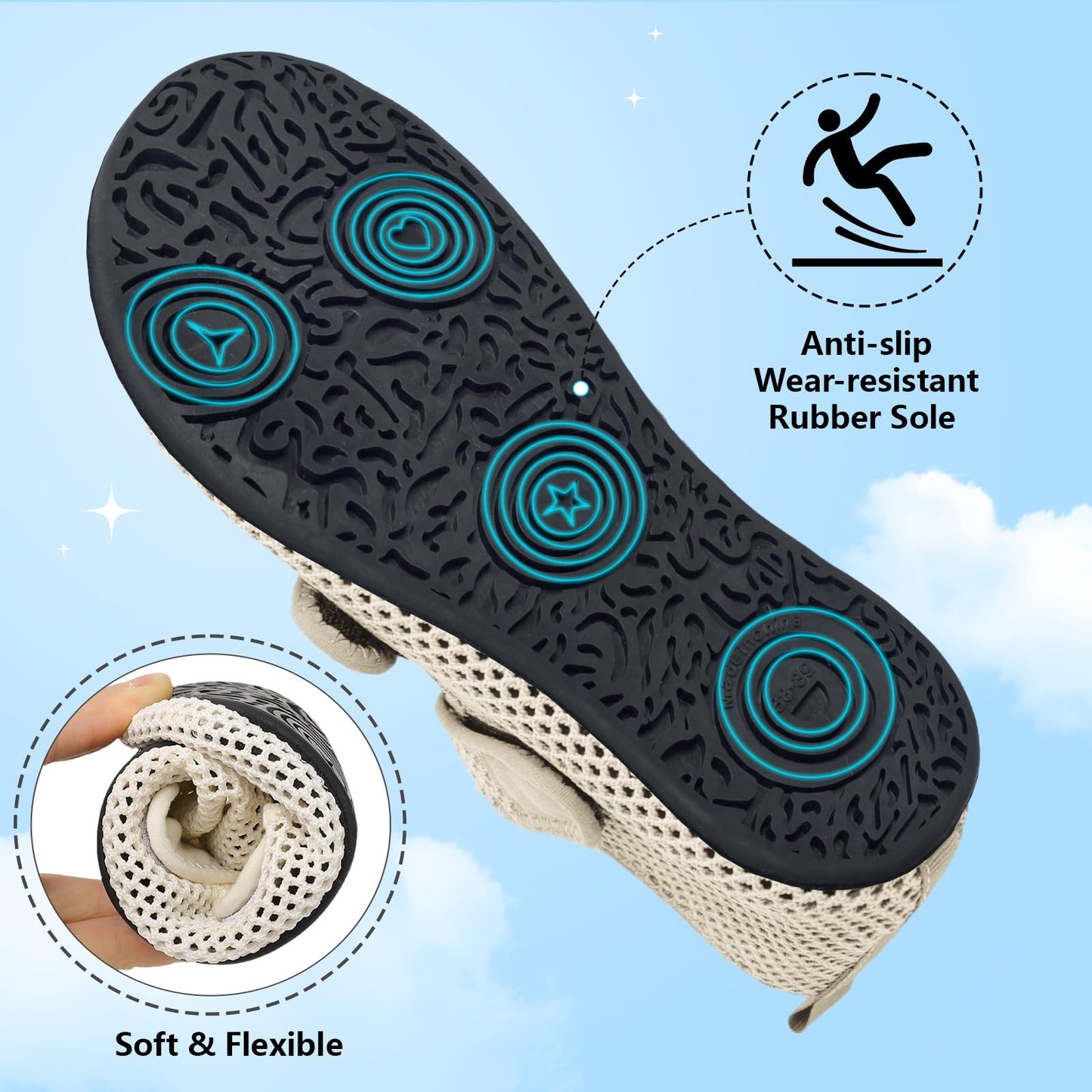 BARERUN Water Shoes Women Men Quick Dry Barefoot Beach Walking Kayaking Surfing Yoga Shoes Adjustable Wide Minimalist Sandals Slippers Indoor/Outdoor