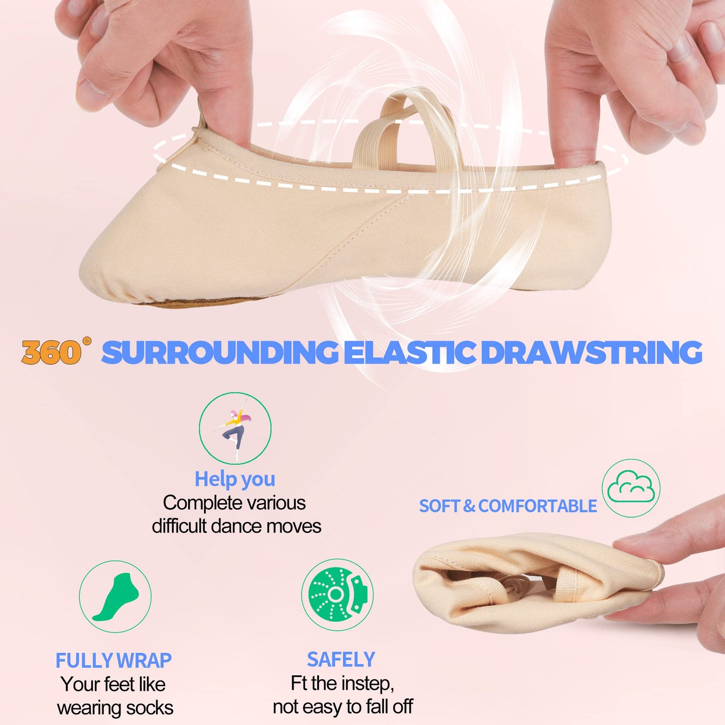 Women's Ballet Shoes Canvas Dance Slippers Yoga Practice Shoes for Girls/Adults