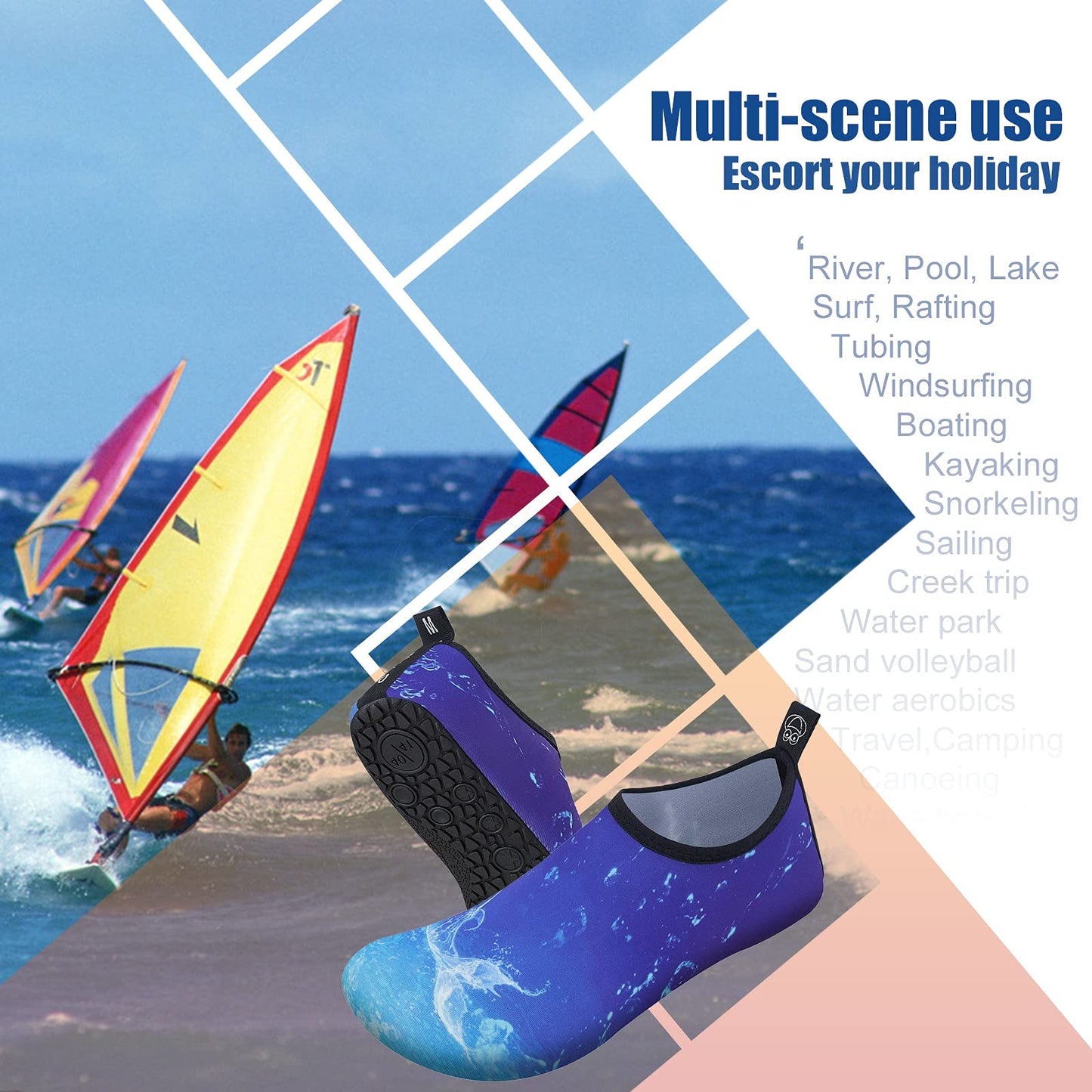 Metog Men Women Water Shoes Quick-Dry Aqua Socks Barefoot Slip-on for Beach Swim Sport Surf Yoga Exercise