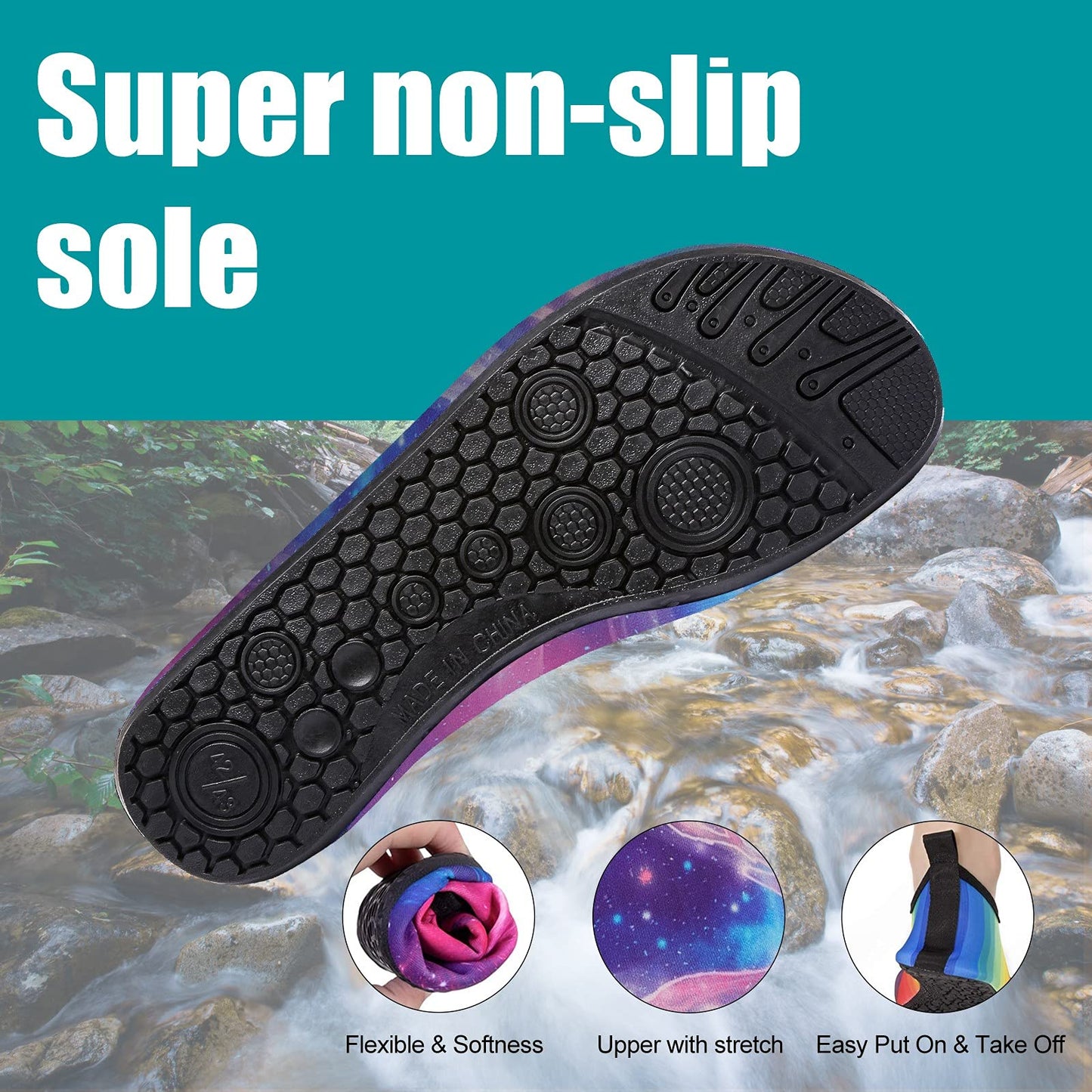 Metog Men Women Water Shoes Quick-Dry Aqua Socks Barefoot Slip-on for Beach Swim Sport Surf Yoga Exercise