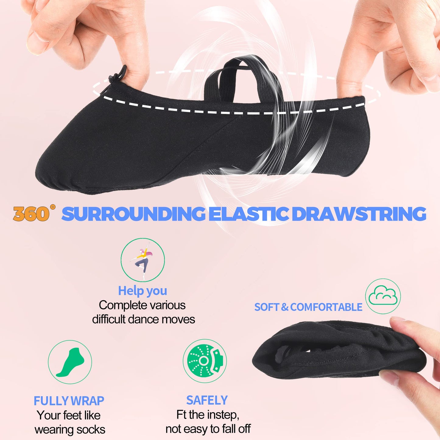 Women's Ballet Shoes Canvas Dance Slippers Yoga Practice Shoes for Girls/Adults