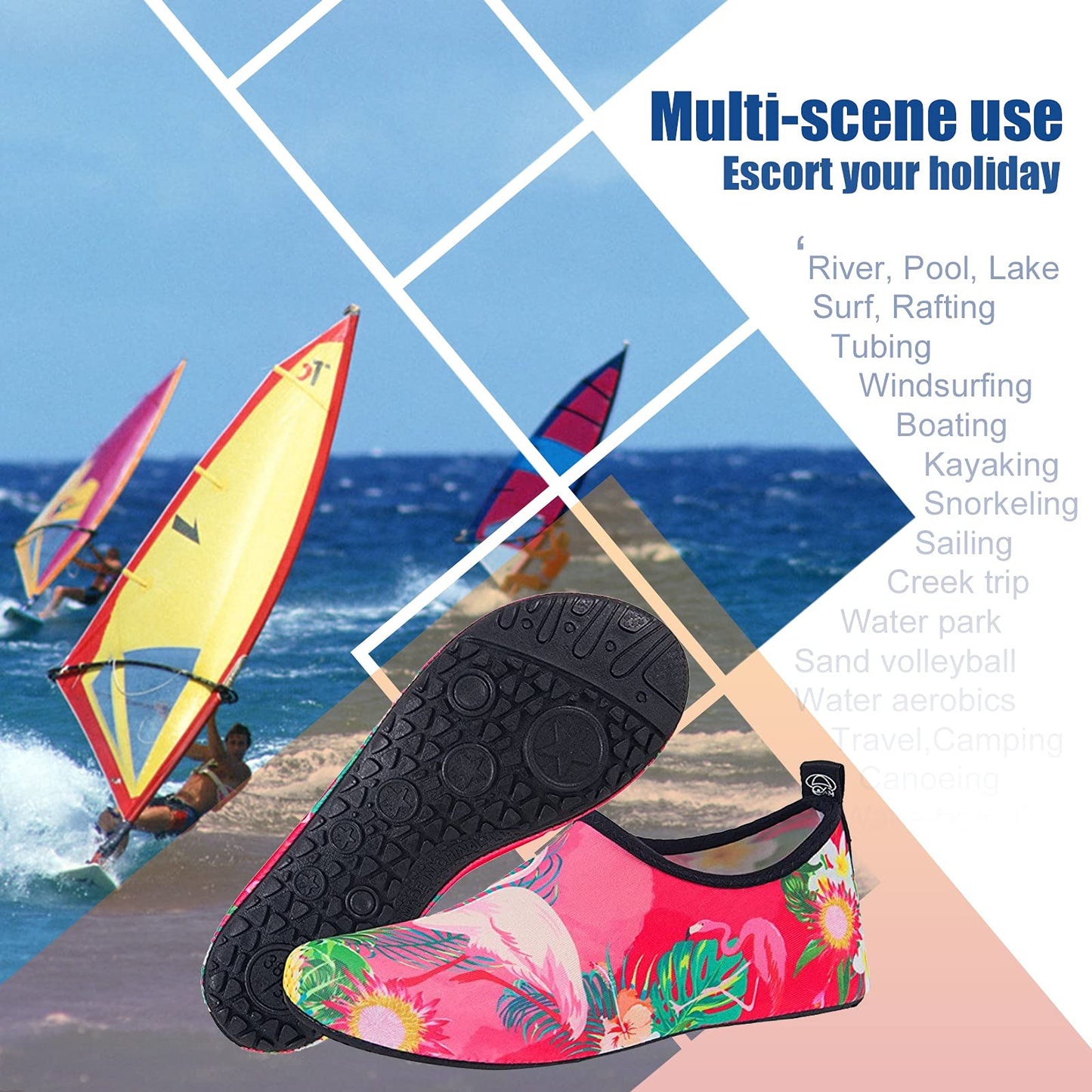 Metog Men Women Water Shoes Quick-Dry Aqua Socks Barefoot Slip-on for Beach Swim Sport Surf Yoga Exercise