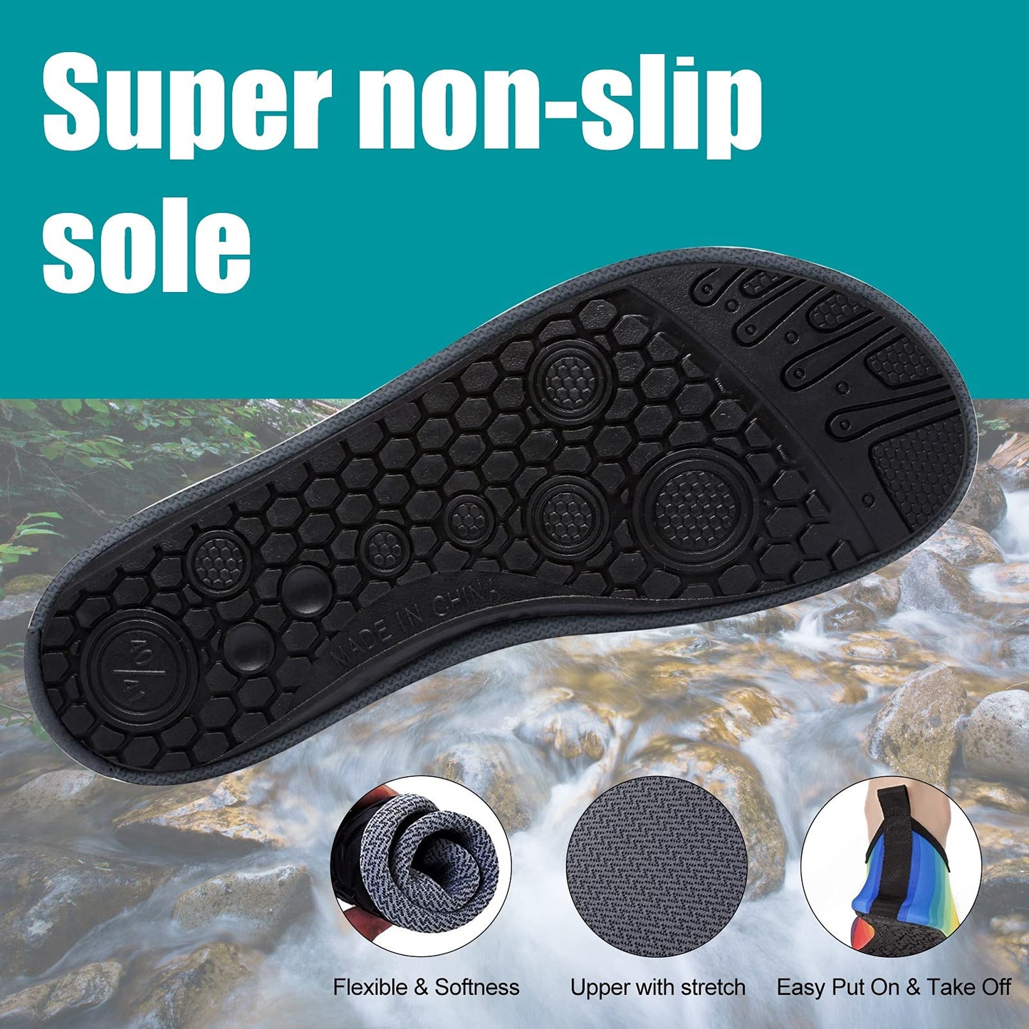 Metog Men Women Water Shoes Quick-Dry Aqua Socks Barefoot Slip-on for Beach Swim Sport Surf Yoga Exercise
