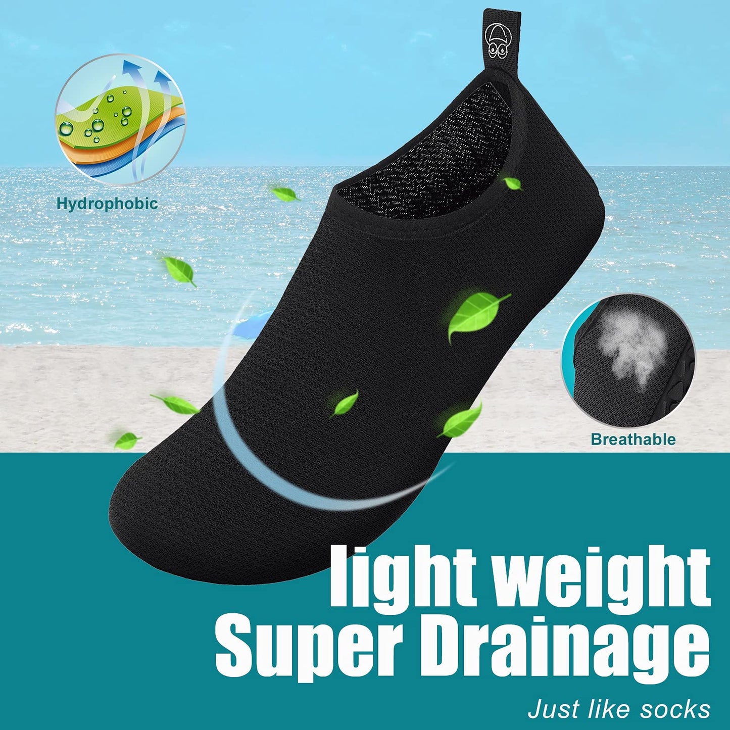 Metog Men Women Water Shoes Quick-Dry Aqua Socks Barefoot Slip-on for Beach Swim Sport Surf Yoga Exercise