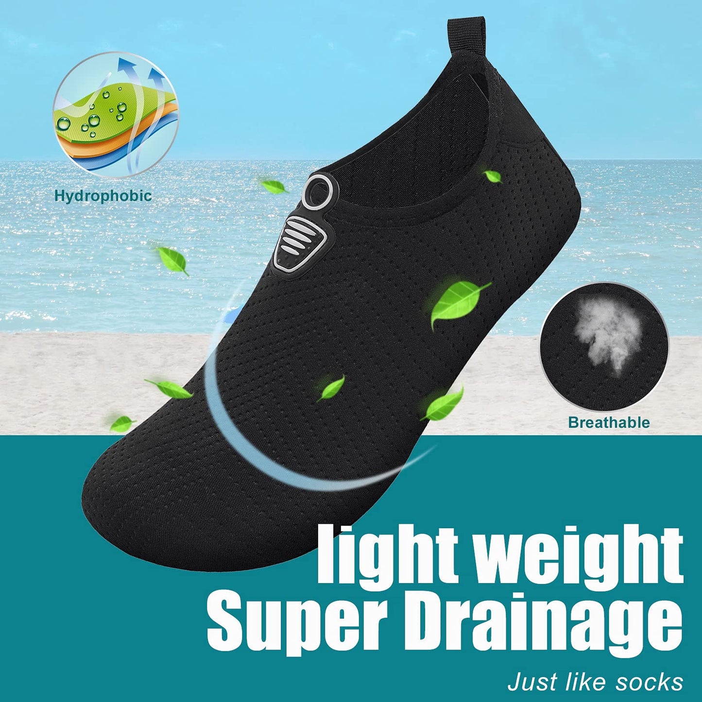Metog Men Women Water Shoes Quick-Dry Aqua Socks Barefoot Slip-on for Beach Swim Sport Surf Yoga Exercise