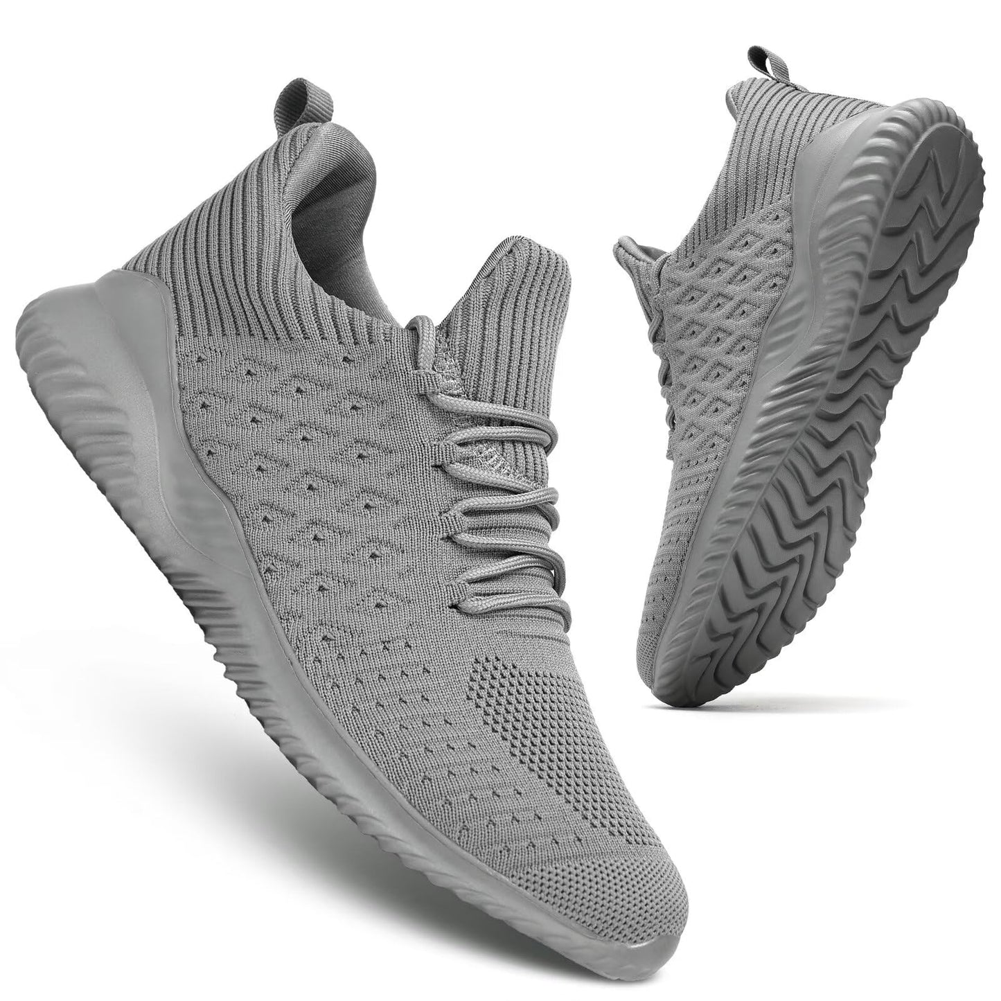 Mens Slip-on Tennis Shoes Walking Running Sneakers Lightweight Breathable Casual Soft Sole Mesh Work Gym Athletic Trainers