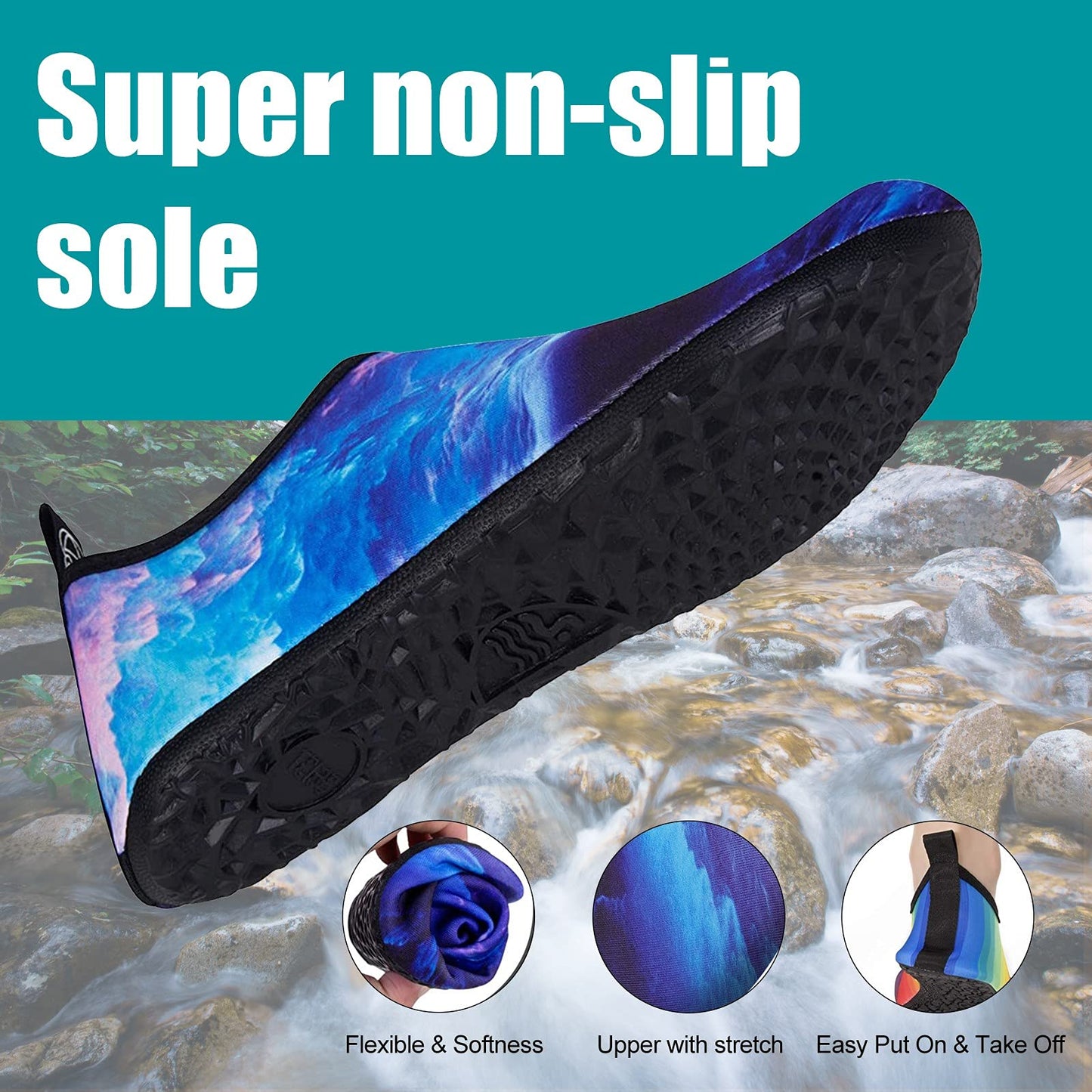 Metog Men Women Water Shoes Quick-Dry Aqua Socks Barefoot Slip-on for Beach Swim Sport Surf Yoga Exercise