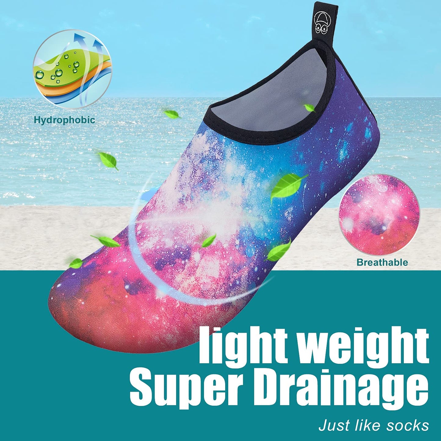 Metog Men Women Water Shoes Quick-Dry Aqua Socks Barefoot Slip-on for Beach Swim Sport Surf Yoga Exercise