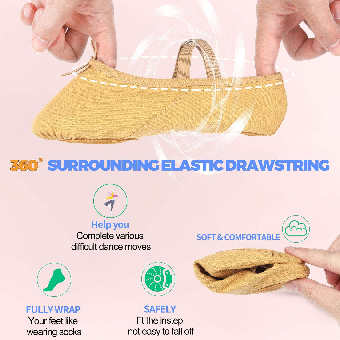 Women's Ballet Shoes Canvas Dance Slippers Yoga Practice Shoes for Girls/Adults