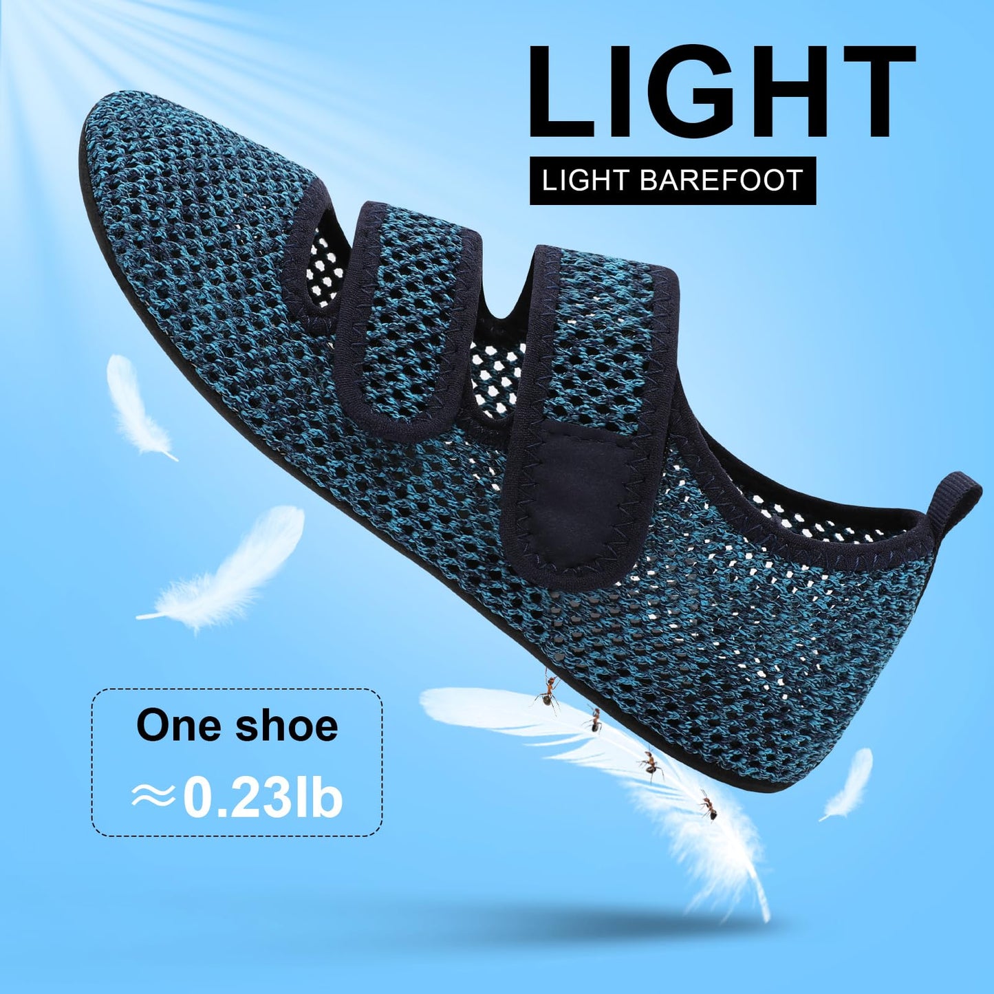 BARERUN Water Shoes Women Men Quick Dry Barefoot Beach Walking Kayaking Surfing Yoga Shoes Adjustable Wide Minimalist Sandals Slippers Indoor/Outdoor