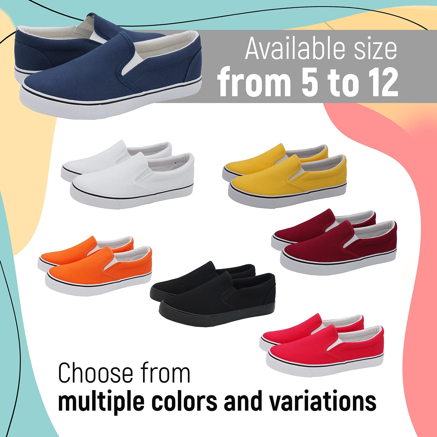 Low-Top Slip Ons Women's Fashion Sneakers Casual Canvas Sneakers for Women Comfortable Flats Breathable Padded Insole Slip on Sneakers Women Low Slip on Shoes