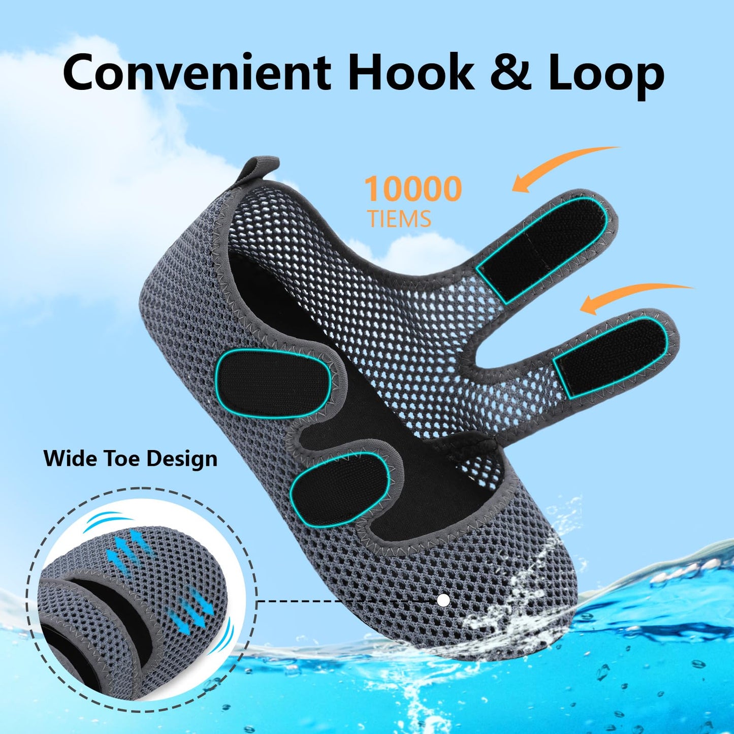 BARERUN Water Shoes Women Men Quick Dry Barefoot Beach Walking Kayaking Surfing Yoga Shoes Adjustable Wide Minimalist Sandals Slippers Indoor/Outdoor