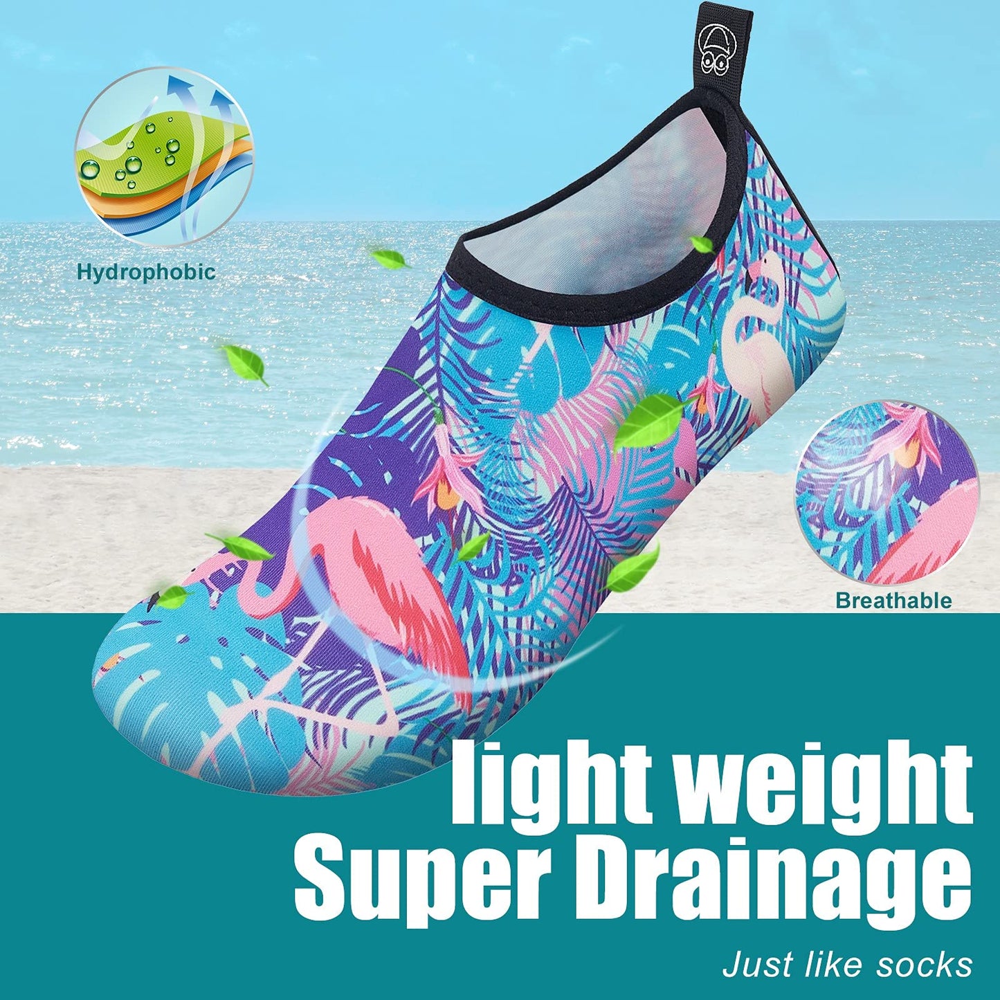 Metog Men Women Water Shoes Quick-Dry Aqua Socks Barefoot Slip-on for Beach Swim Sport Surf Yoga Exercise