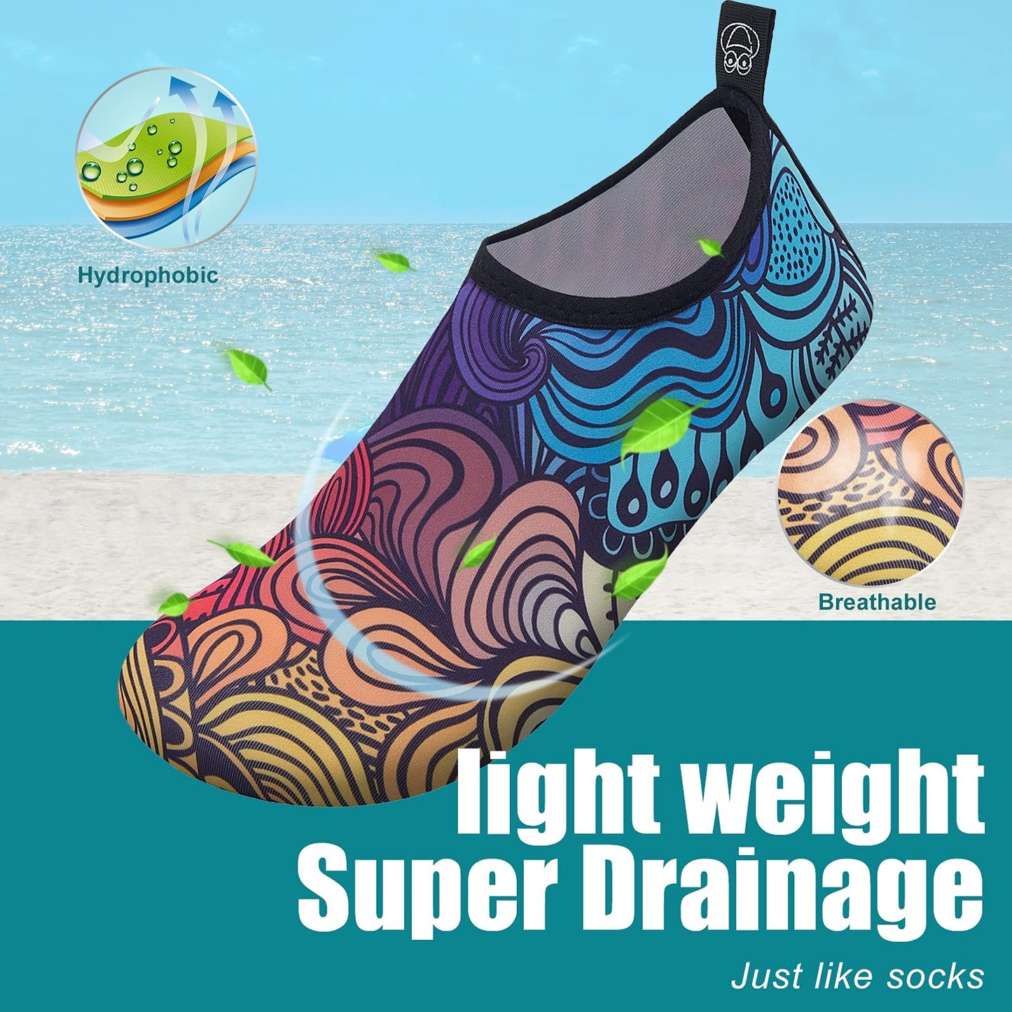 Metog Men Women Water Shoes Quick-Dry Aqua Socks Barefoot Slip-on for Beach Swim Sport Surf Yoga Exercise