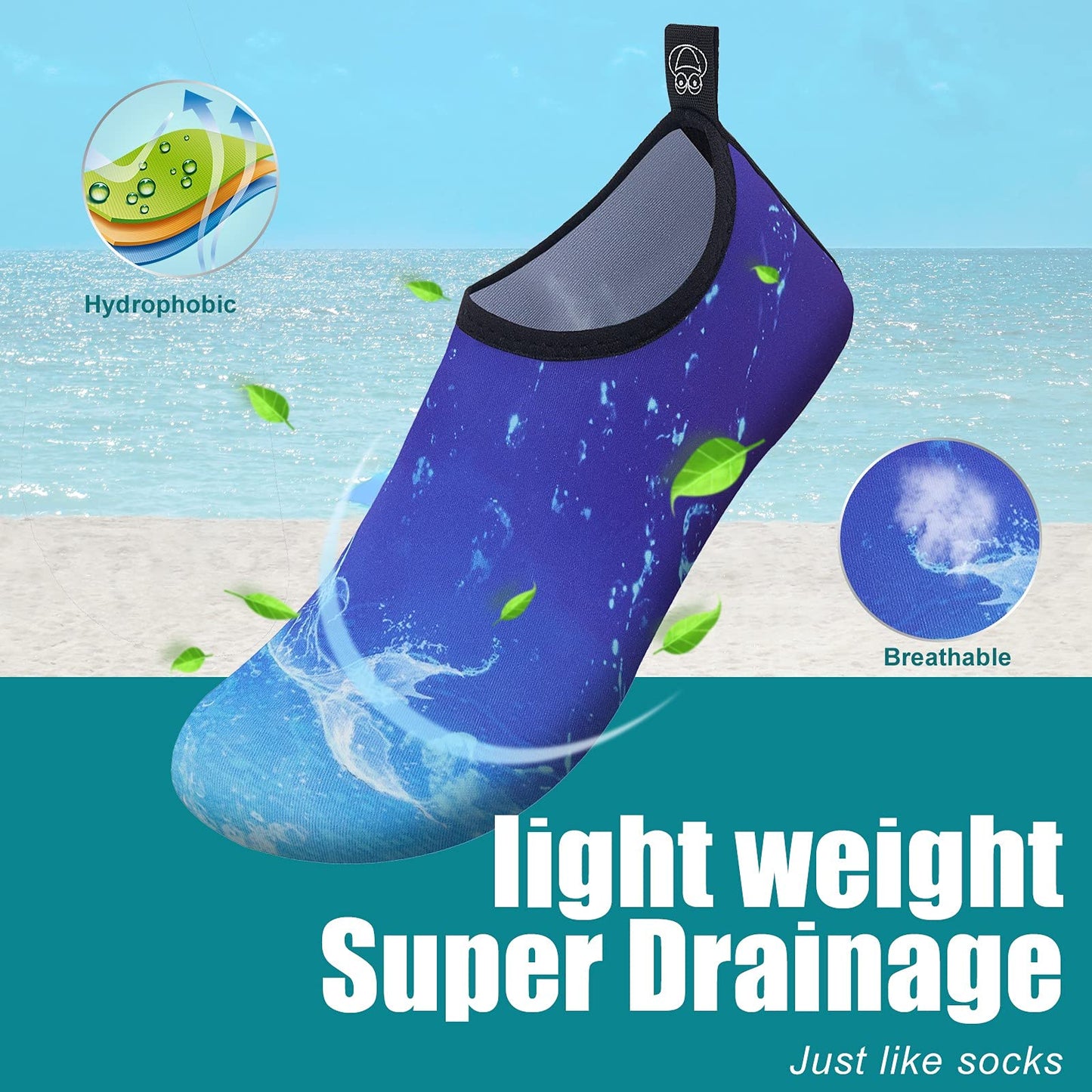 Metog Men Women Water Shoes Quick-Dry Aqua Socks Barefoot Slip-on for Beach Swim Sport Surf Yoga Exercise