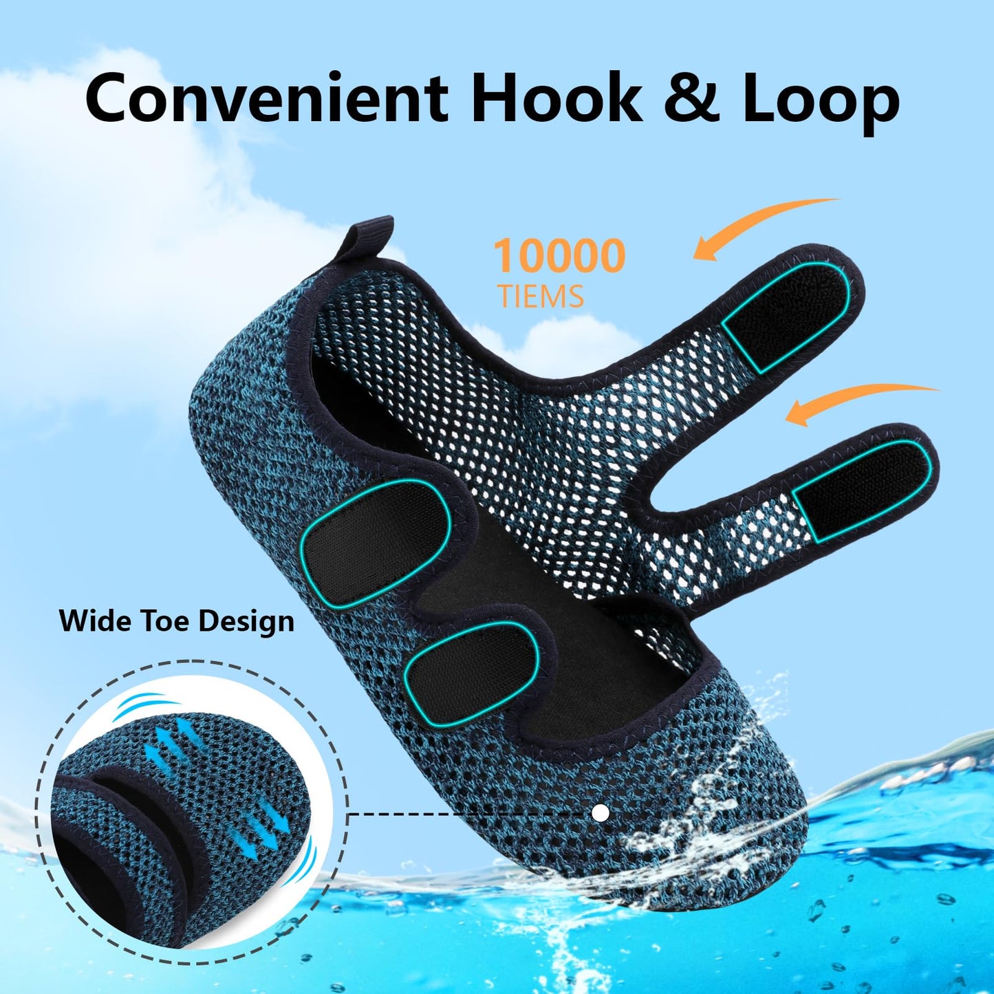 BARERUN Water Shoes Women Men Quick Dry Barefoot Beach Walking Kayaking Surfing Yoga Shoes Adjustable Wide Minimalist Sandals Slippers Indoor/Outdoor