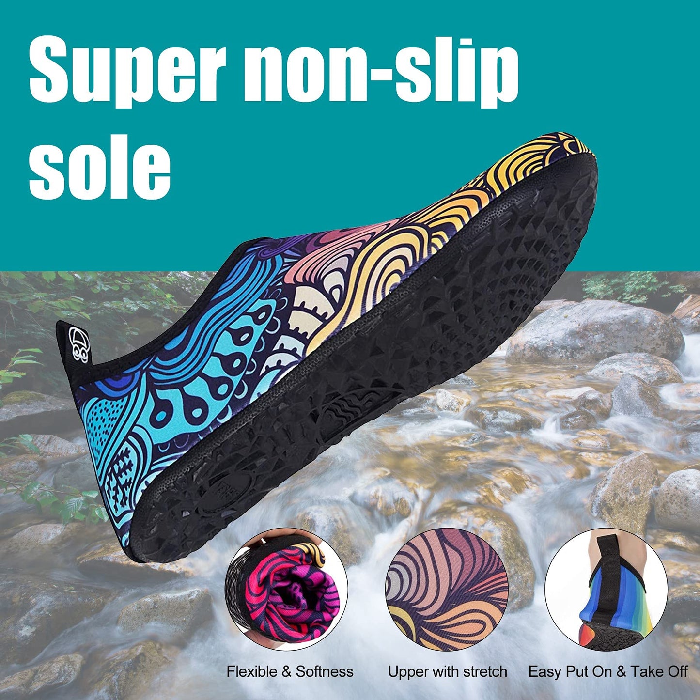 Metog Men Women Water Shoes Quick-Dry Aqua Socks Barefoot Slip-on for Beach Swim Sport Surf Yoga Exercise