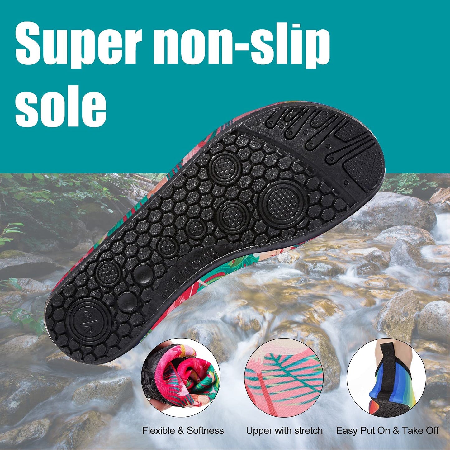 Metog Men Women Water Shoes Quick-Dry Aqua Socks Barefoot Slip-on for Beach Swim Sport Surf Yoga Exercise