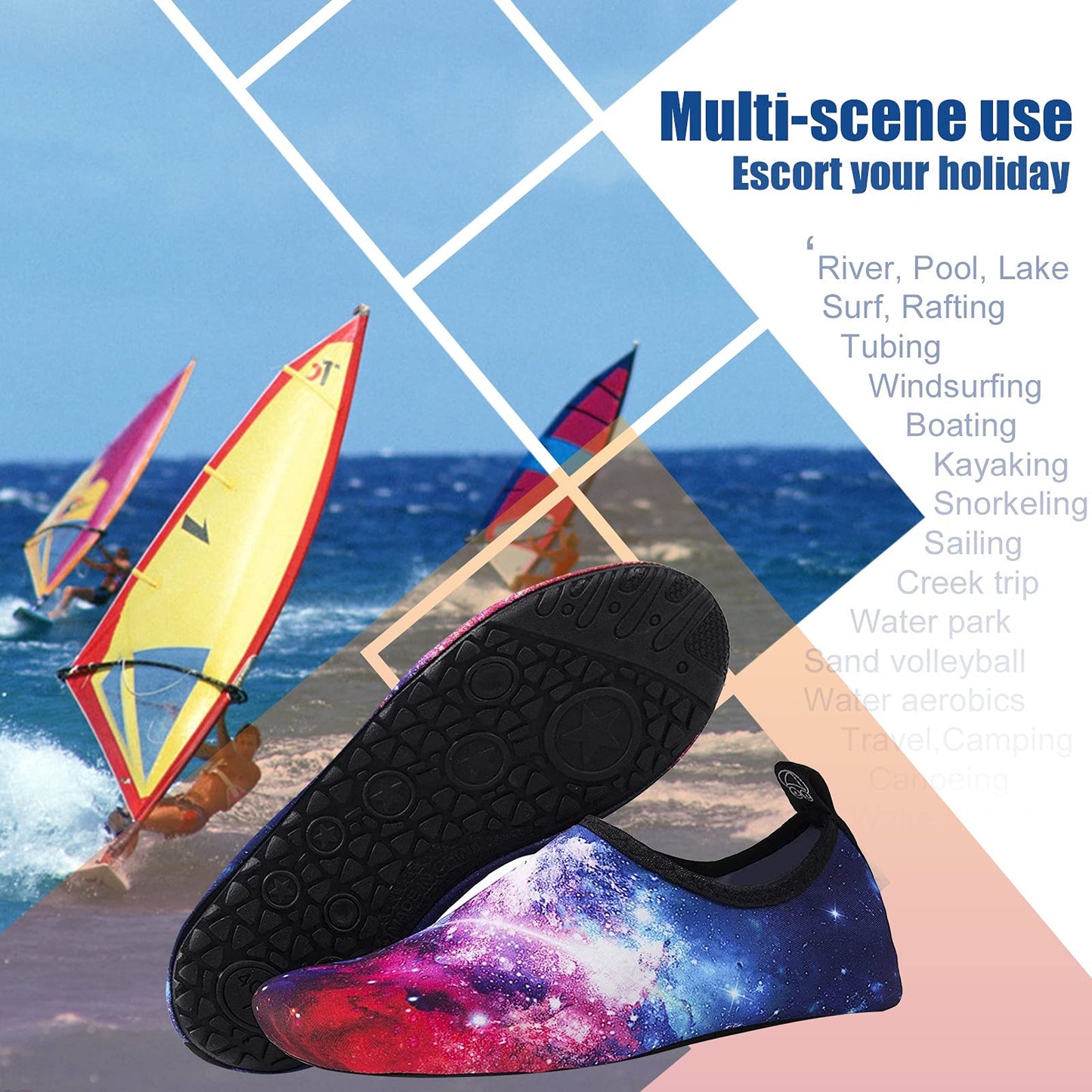 Metog Men Women Water Shoes Quick-Dry Aqua Socks Barefoot Slip-on for Beach Swim Sport Surf Yoga Exercise