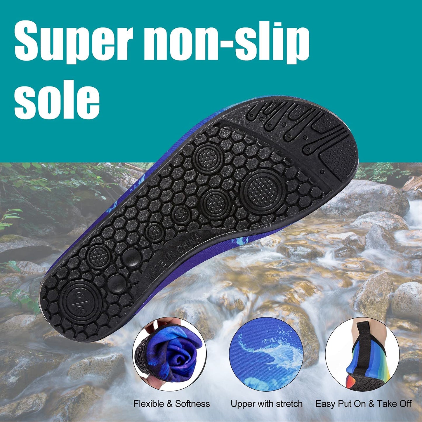 Metog Men Women Water Shoes Quick-Dry Aqua Socks Barefoot Slip-on for Beach Swim Sport Surf Yoga Exercise