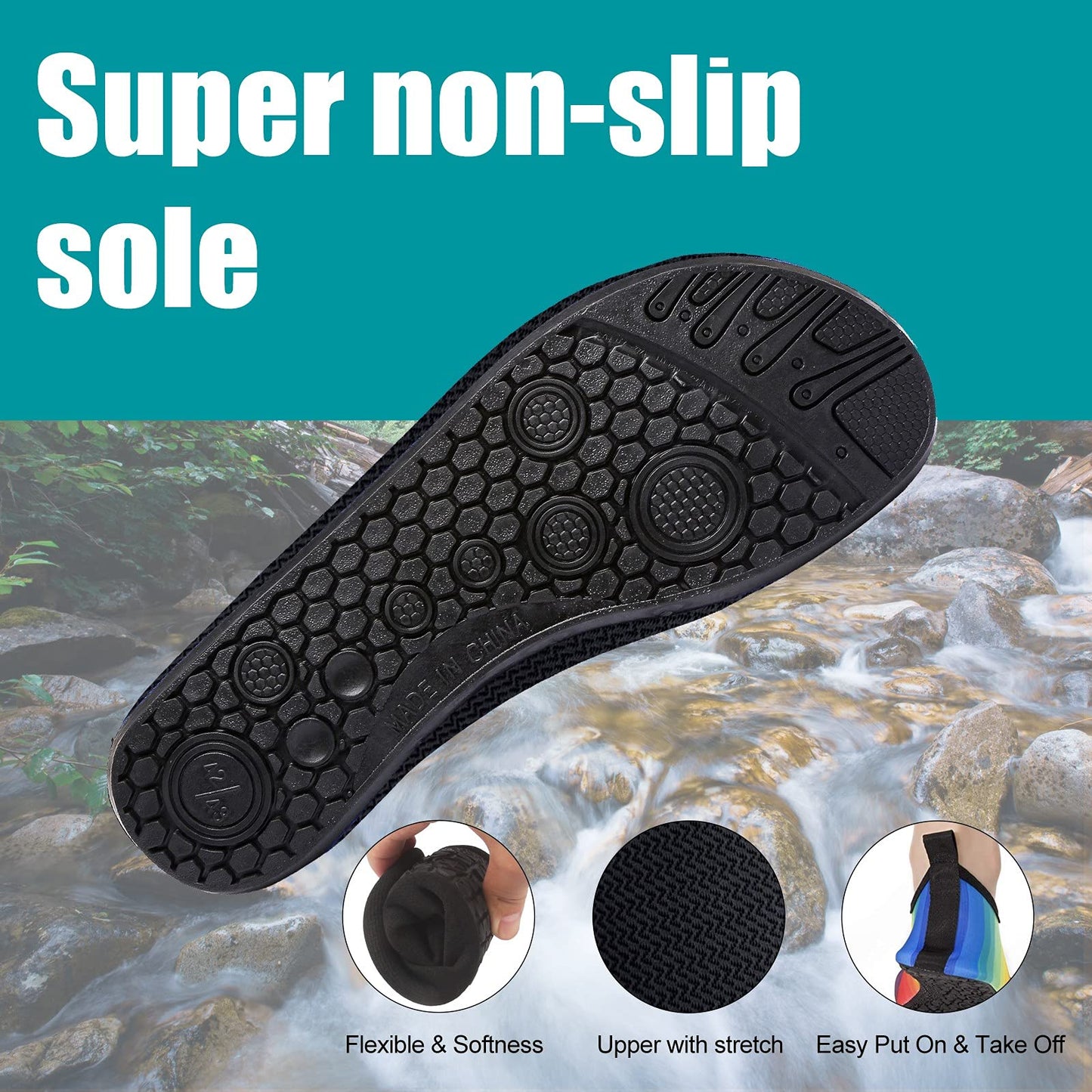 Metog Men Women Water Shoes Quick-Dry Aqua Socks Barefoot Slip-on for Beach Swim Sport Surf Yoga Exercise