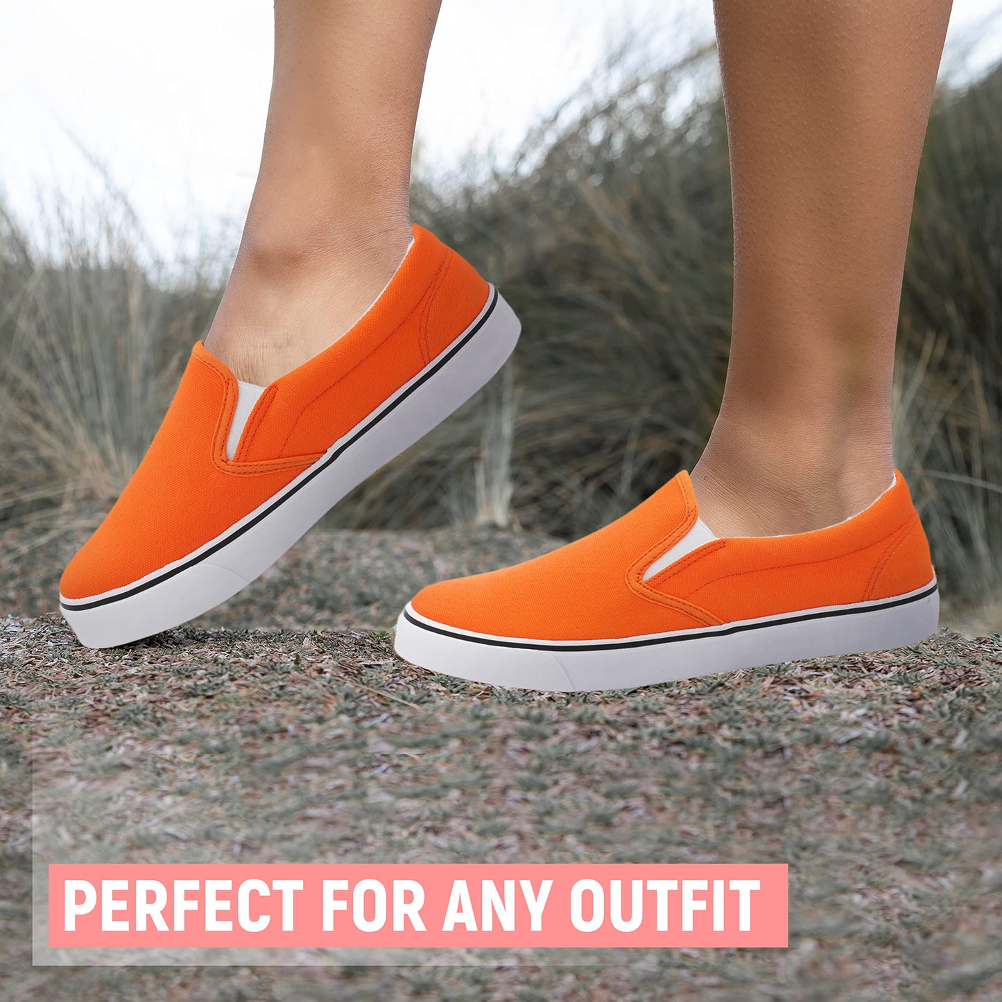 Low-Top Slip Ons Women's Fashion Sneakers Casual Canvas Sneakers for Women Comfortable Flats Breathable Padded Insole Slip on Sneakers Women Low Slip on Shoes